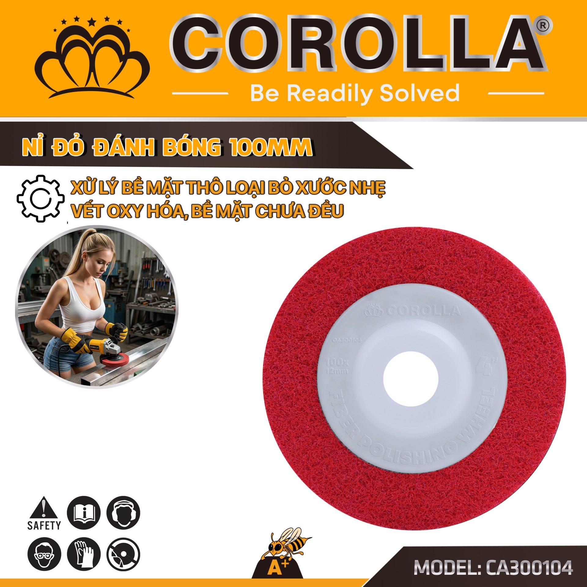 NỈ ĐÁNH BÓNG ĐỎ 100MM