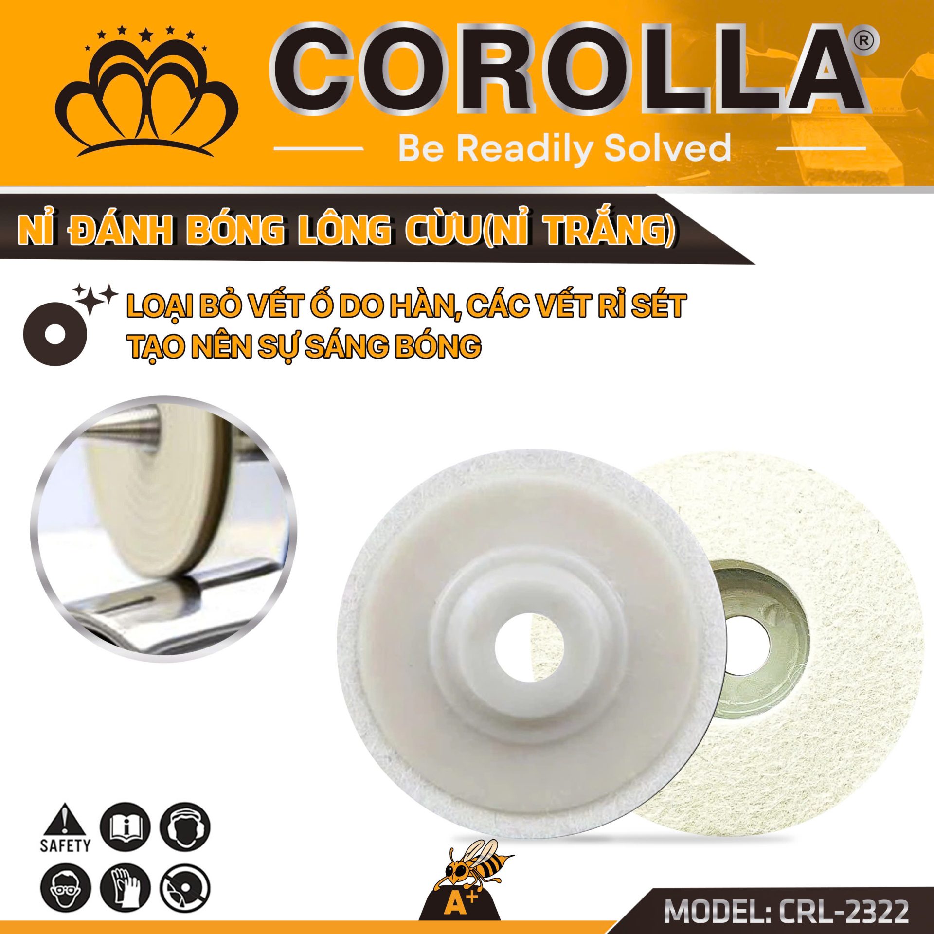 NỈ TRẮNG ĐÁNH BÓNG INOX COROLLA 100MM CRL-2322