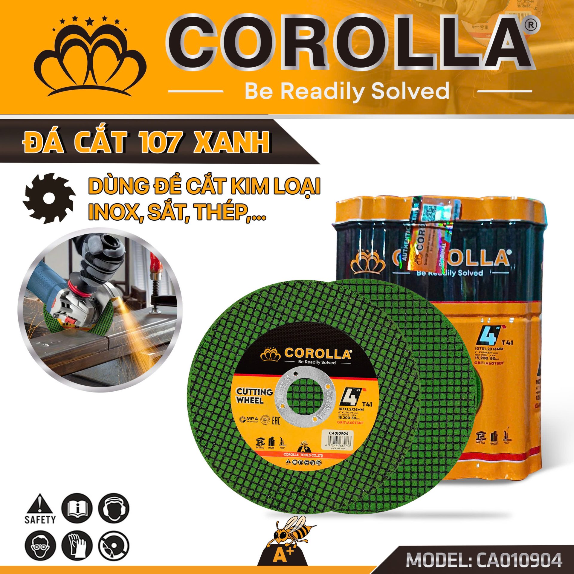 ĐÁ CẮT KIM LOẠI COROLLA 107MM XANH CA010904