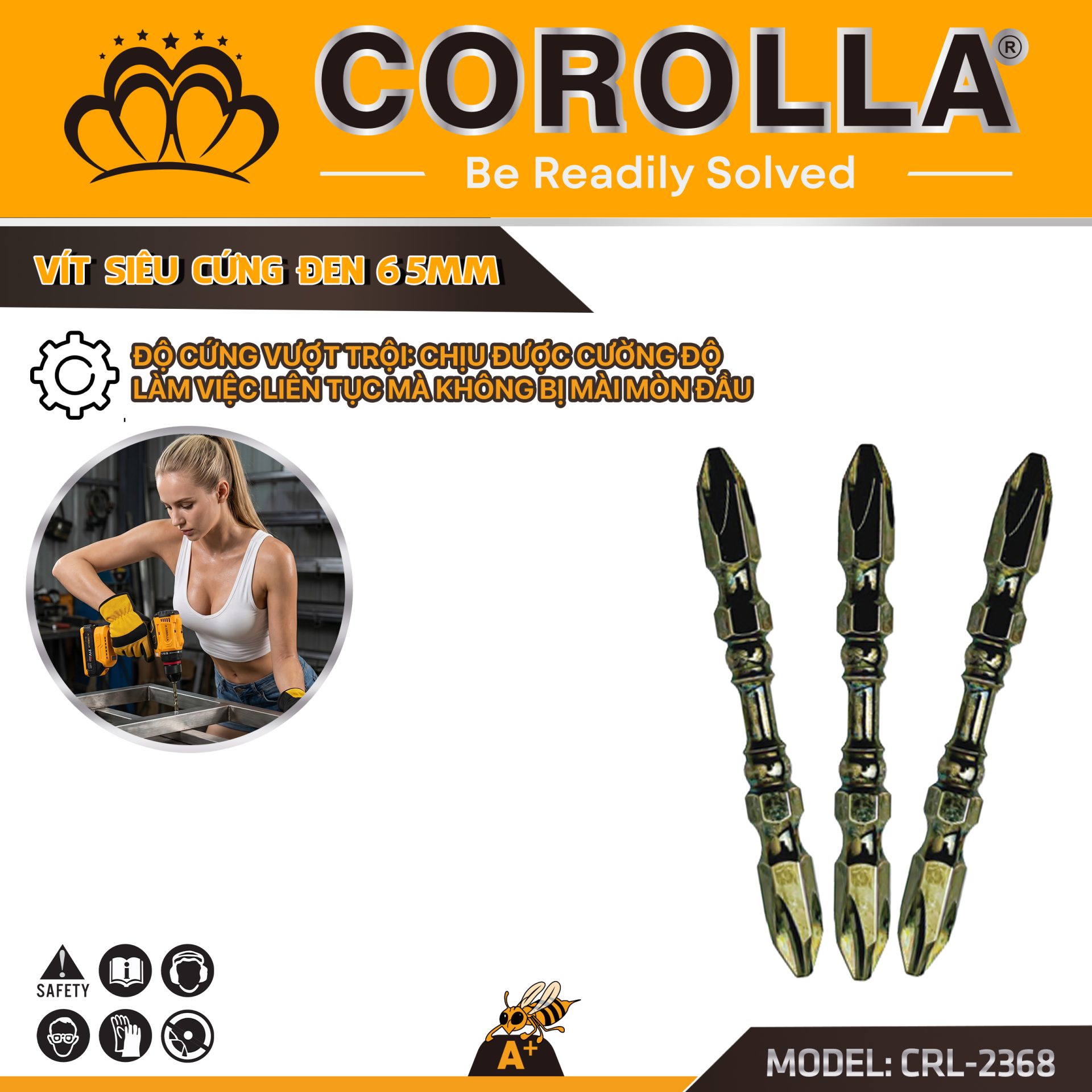 MŨI VÍT ĐEN SIÊU CỨNG COROLLA 65MM
