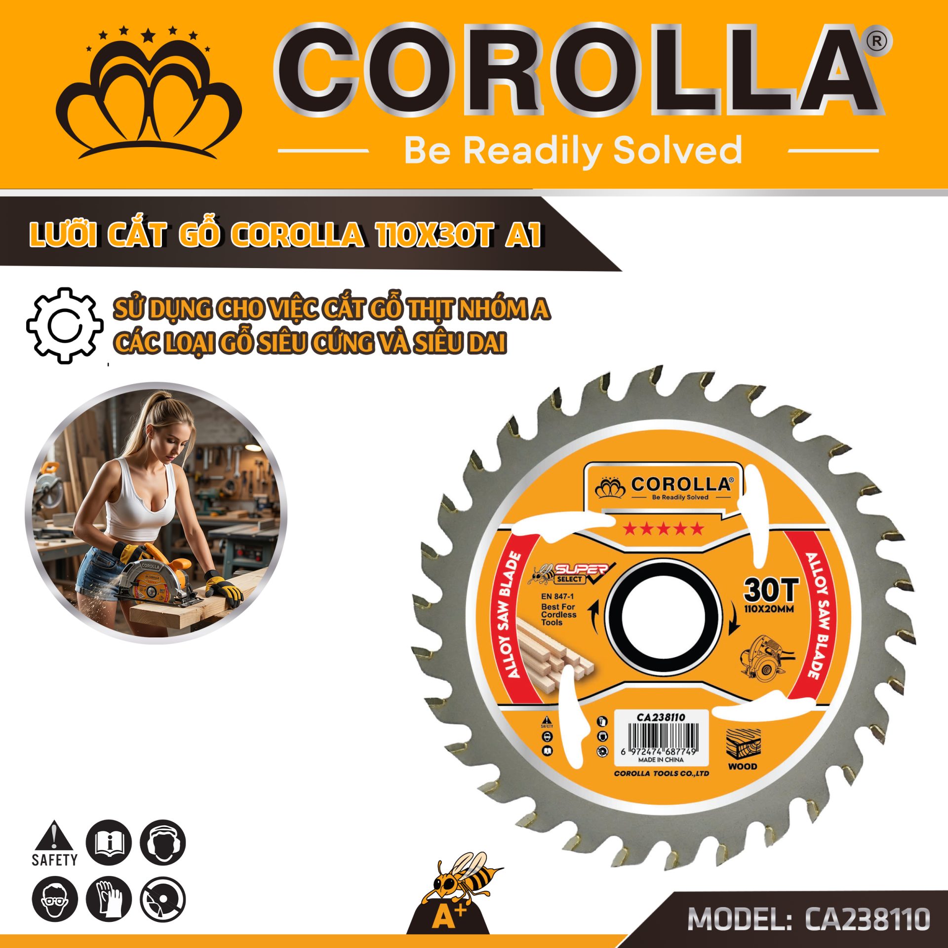LƯỠI CẮT GỖ COROLLA CAO CẤP 180MMX40T