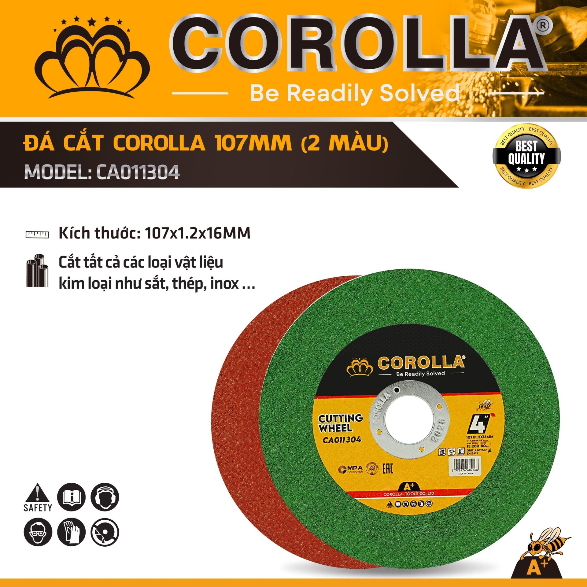 ĐÁ CẮT KIM LOẠI COROLLA-HAI MÀU 107MM CA011304