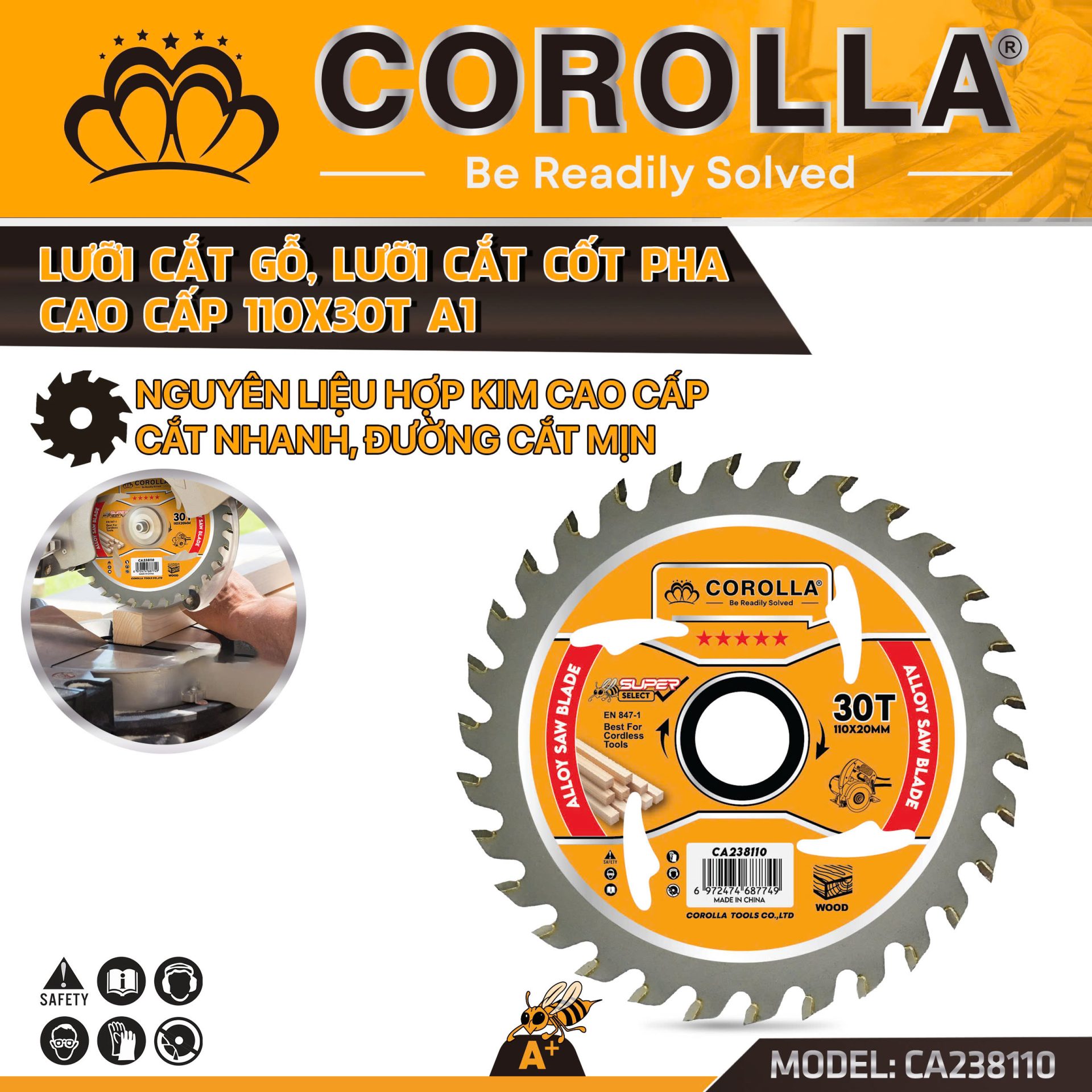 LƯỠI CẮT GỖ CAO CẤP COROLLA 110*30T