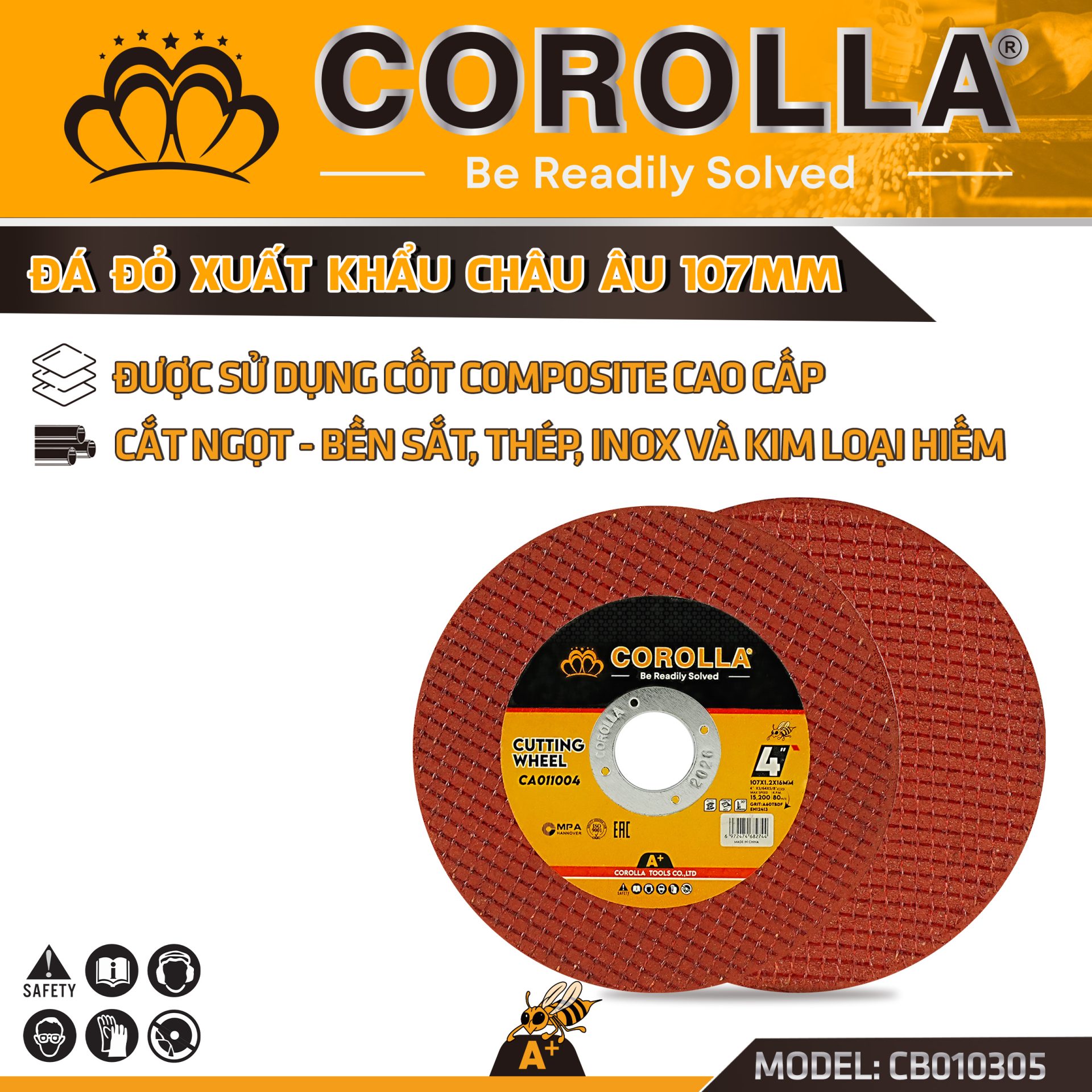 ĐÁ CẮT CAO CẤP COROLLA 107MM (ĐỎ) CA011004