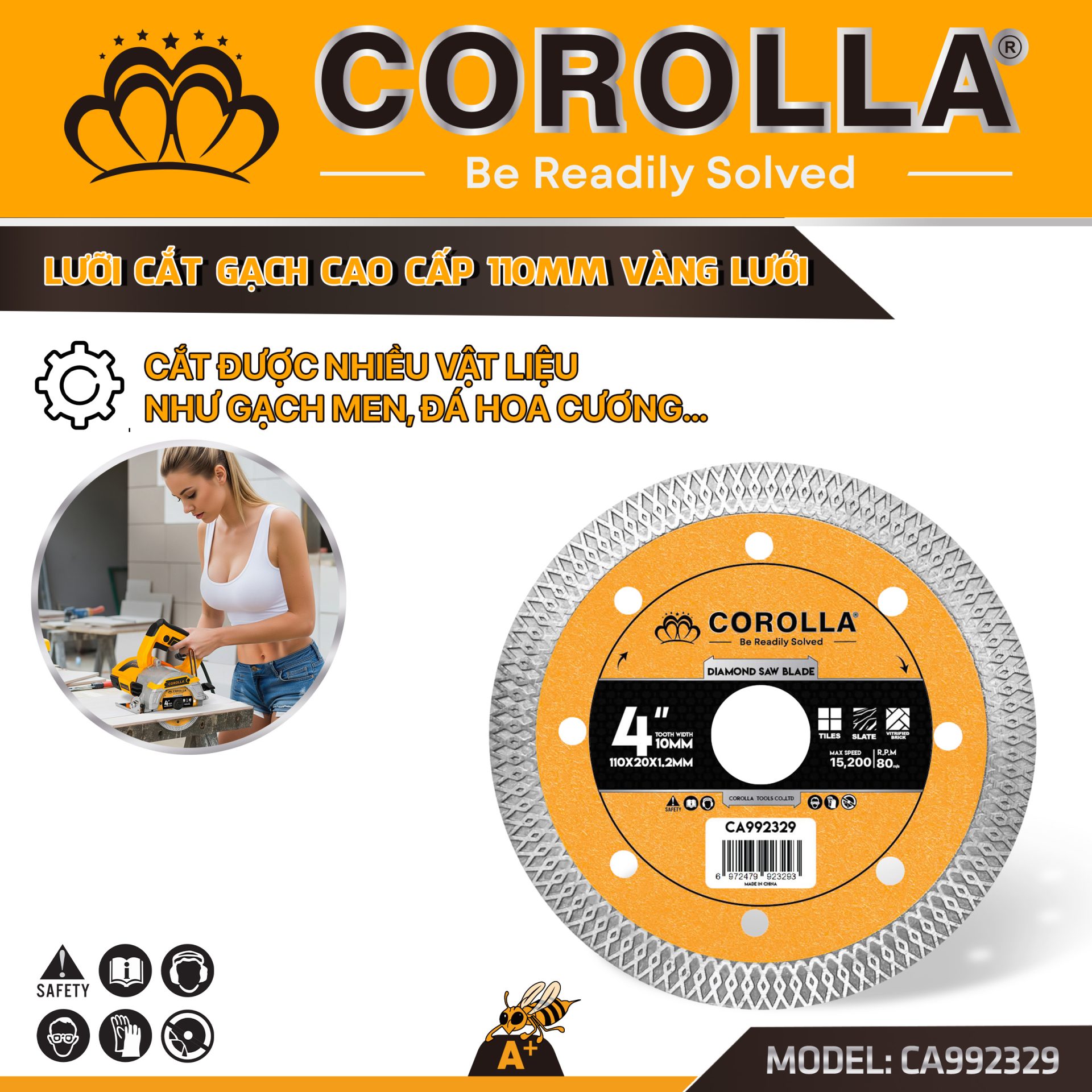 LƯỠI CẮT GẠCH ĐA NĂNG CAO CẤP COROLLA 110mm – CA992329