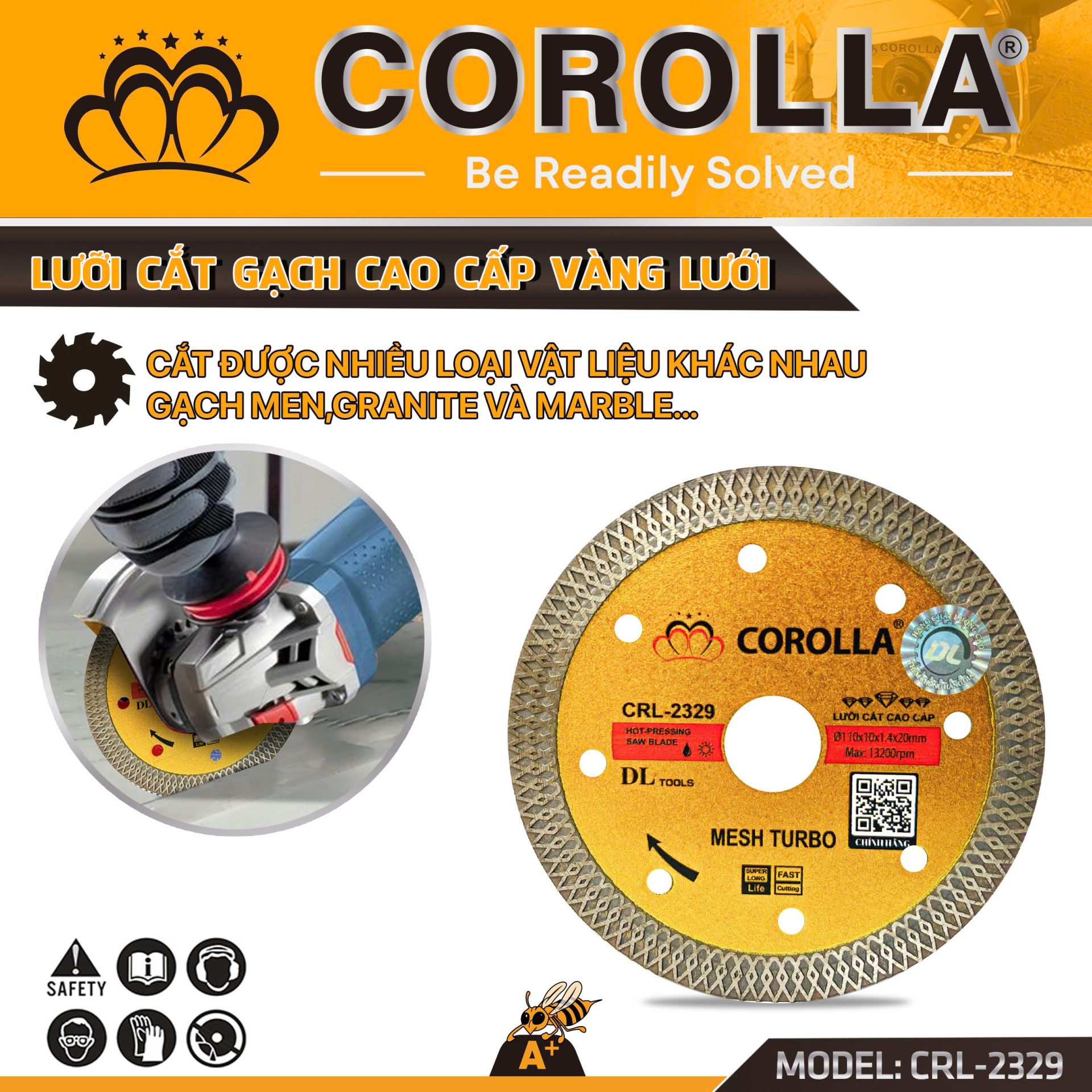 LƯỠI CẮT GẠCH ĐA NĂNG CAO CẤP COROLLA 110mm