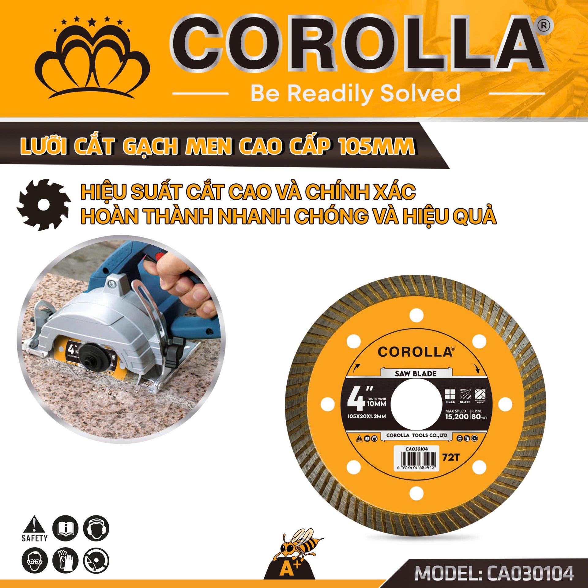 LƯỠI CẮT GẠCH ĐA NĂNG COROLLA 105MM