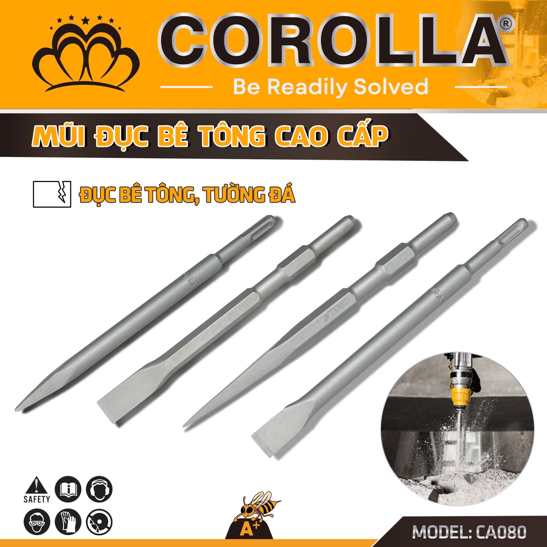 MŨI ĐỤC BÊ TÔNG COROLLA 14MM 17MM