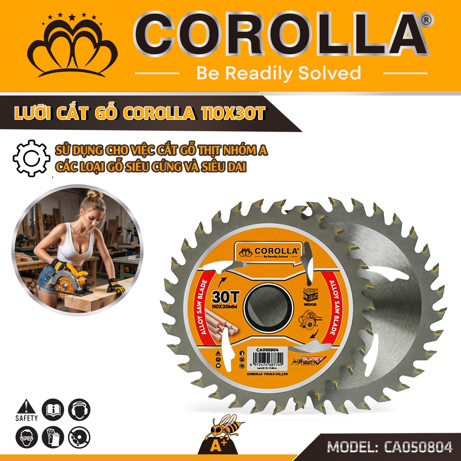 LƯỠI CẮT GỖ COROLLA 110X30T CA050804