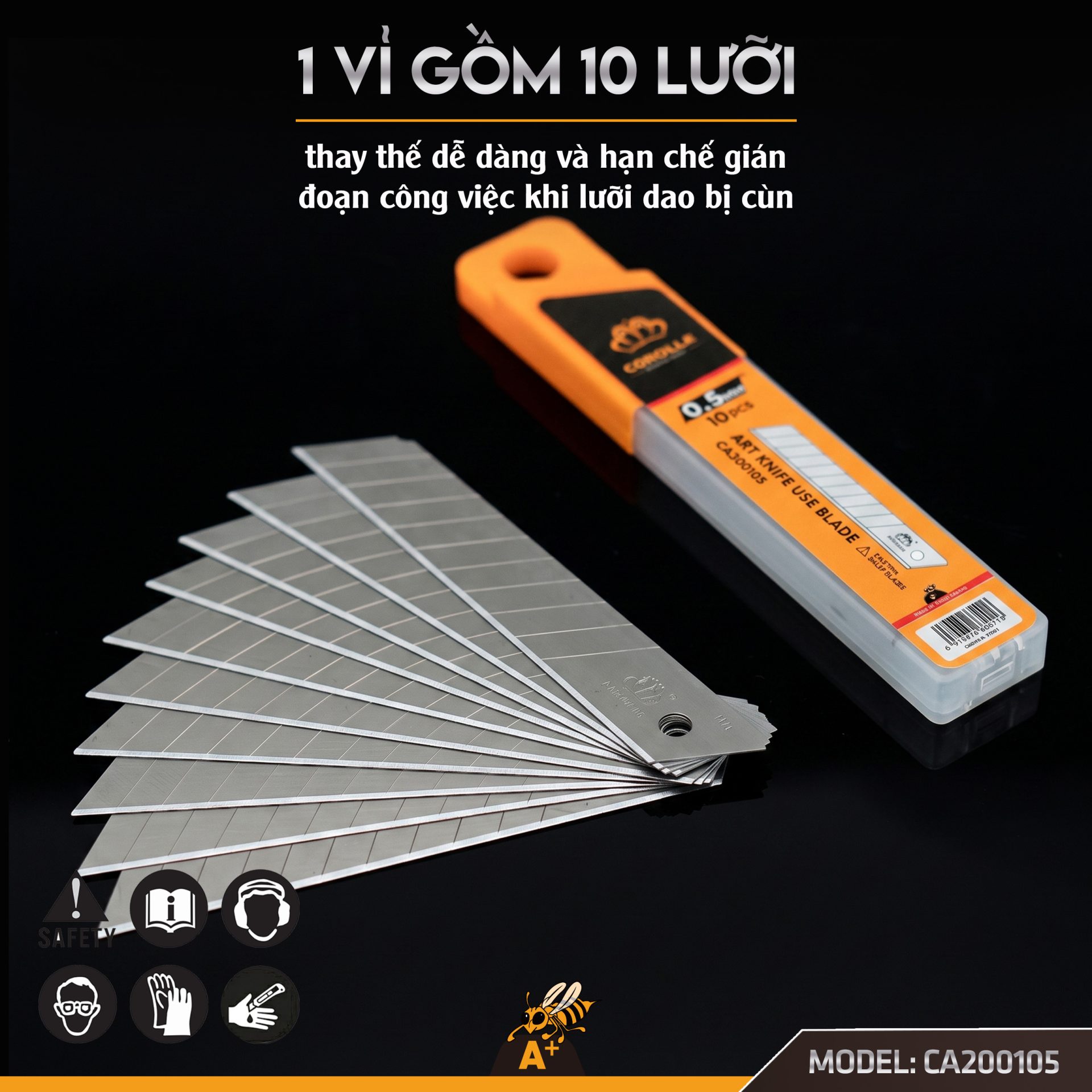 CA200105 - BỘ 10 LƯỠI DAO RỌC GIẤY 18 MM 5
