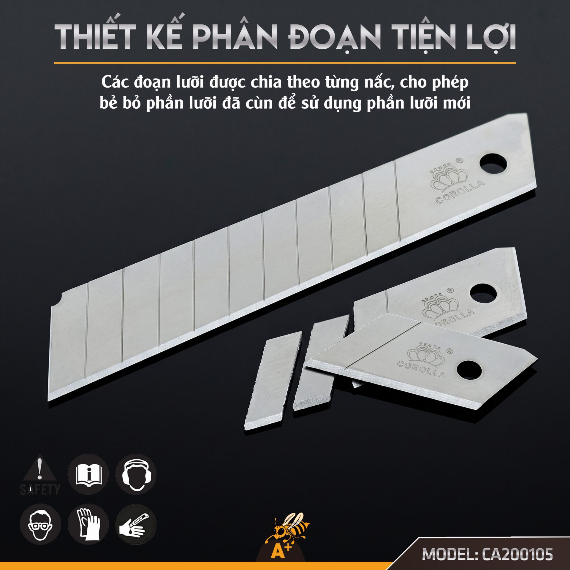 CA200105 - BỘ 10 LƯỠI DAO RỌC GIẤY 18 MM 8