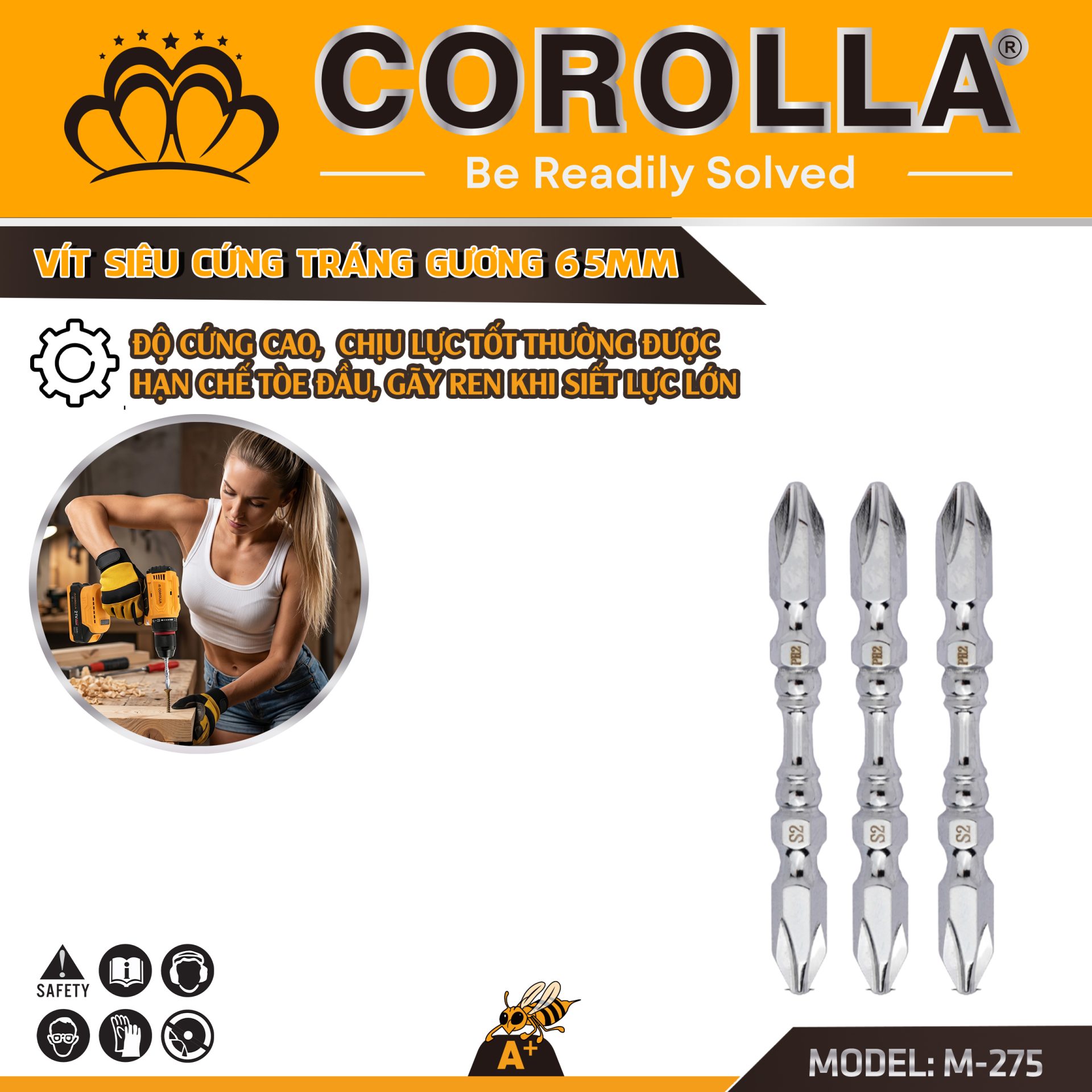 MŨI VÍT SIÊU CỨNG TRÁNG GƯƠNG COROLLA 65 MM