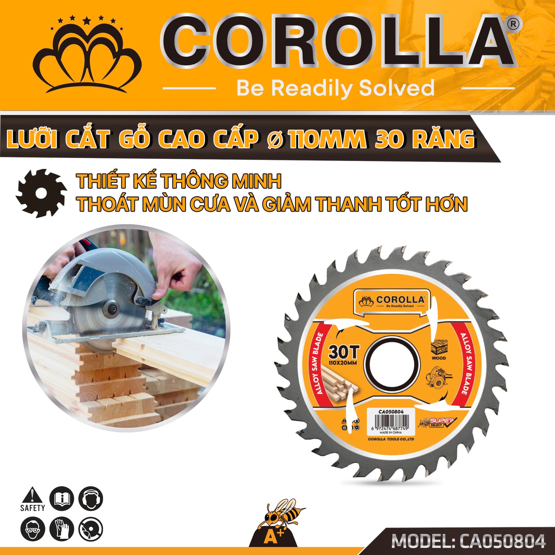 LƯỠI CẮT GỖ COROLLA 110X30T CA050804