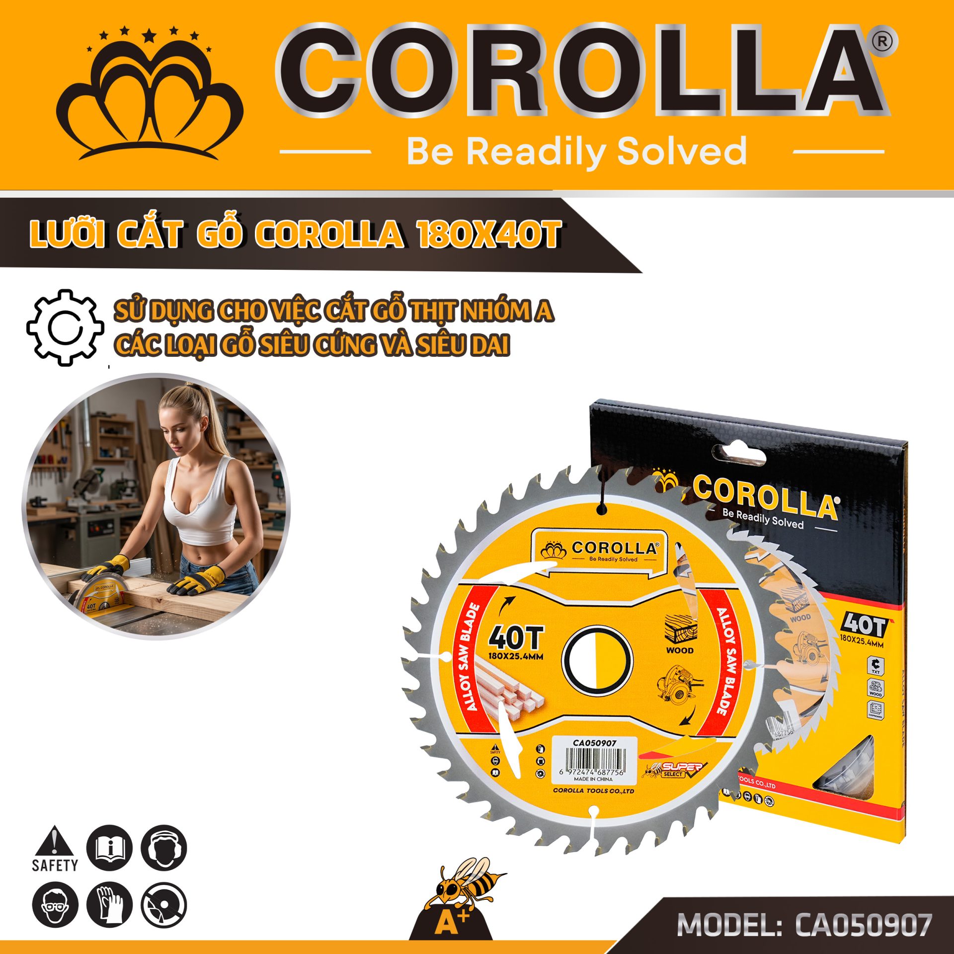 LƯỠI CƯA GỖ COROLLA PHI 180*40T