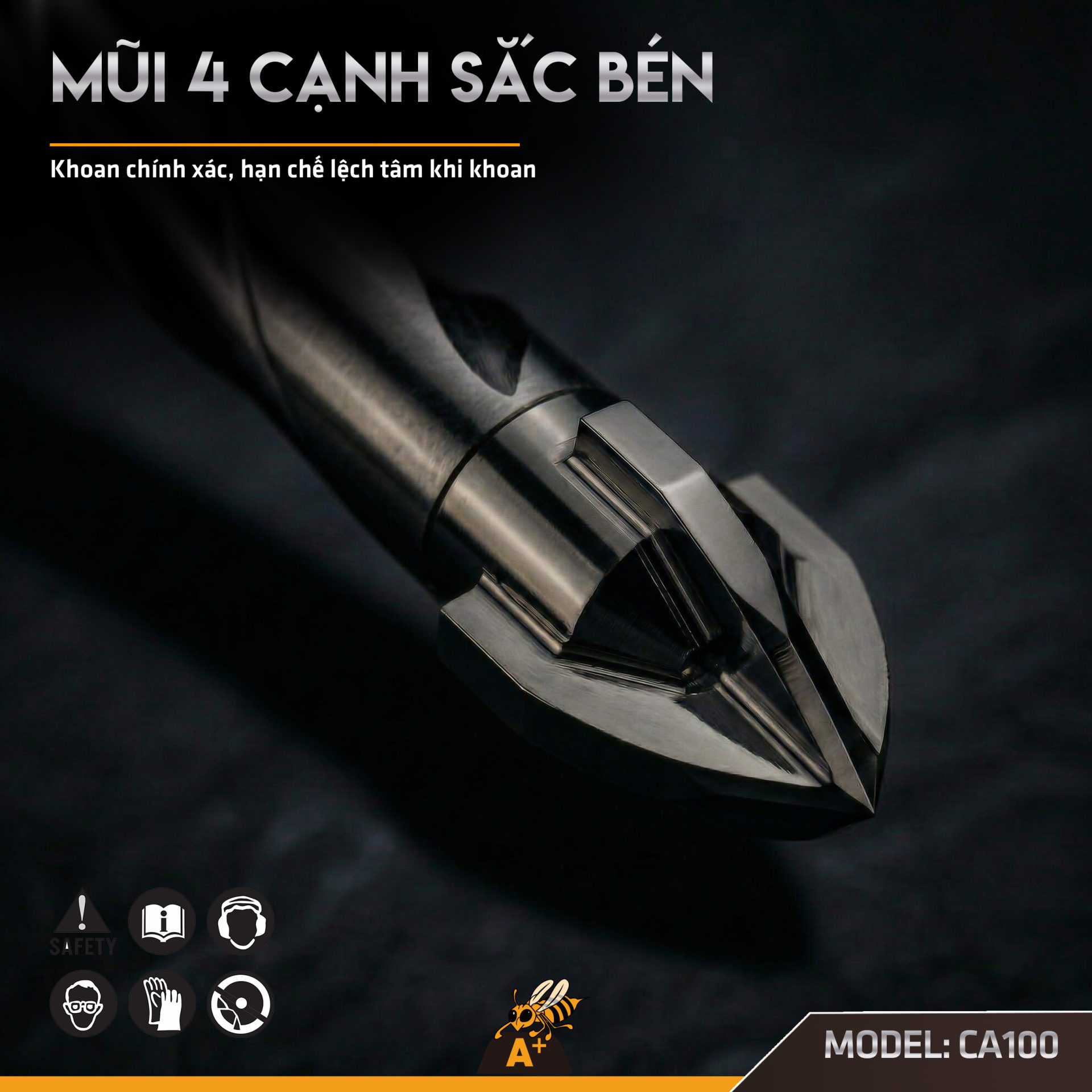 MŨI KHOAN GẠCH ĐA NĂNG ĐEN 4 CHẤU 9
