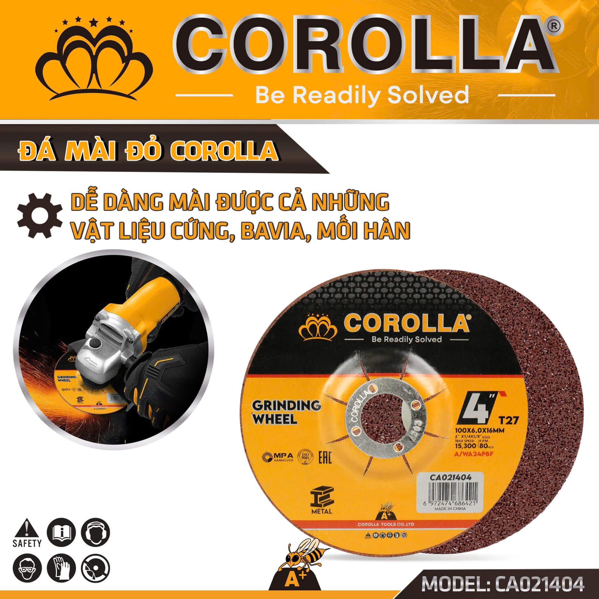 ĐÁ MÀI CAO CẤP COROLLA 100X6MM ( ĐỎ)