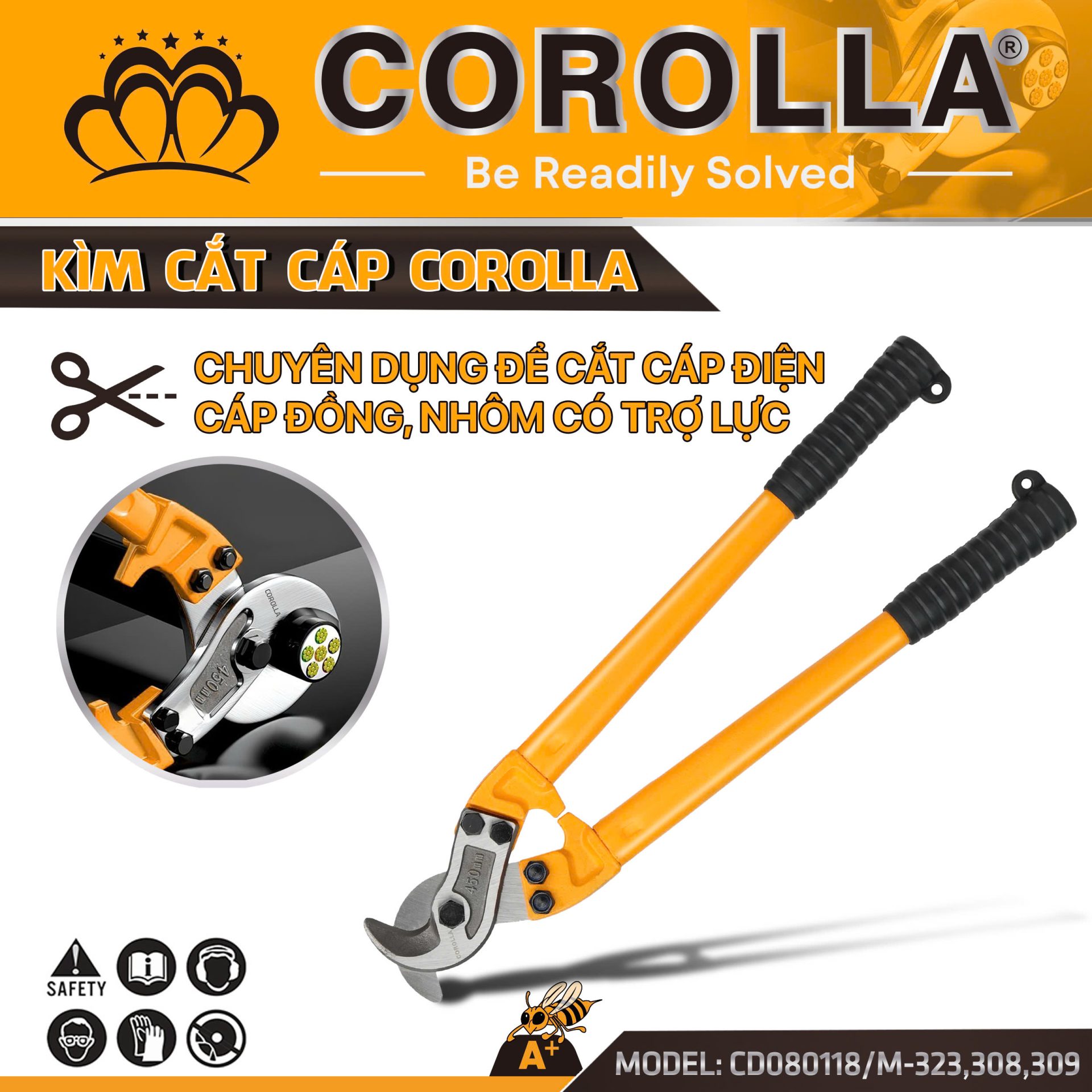 KÌM CẮT DÂY CÁP ĐIỆN COROLLA ĐỦ SIZE