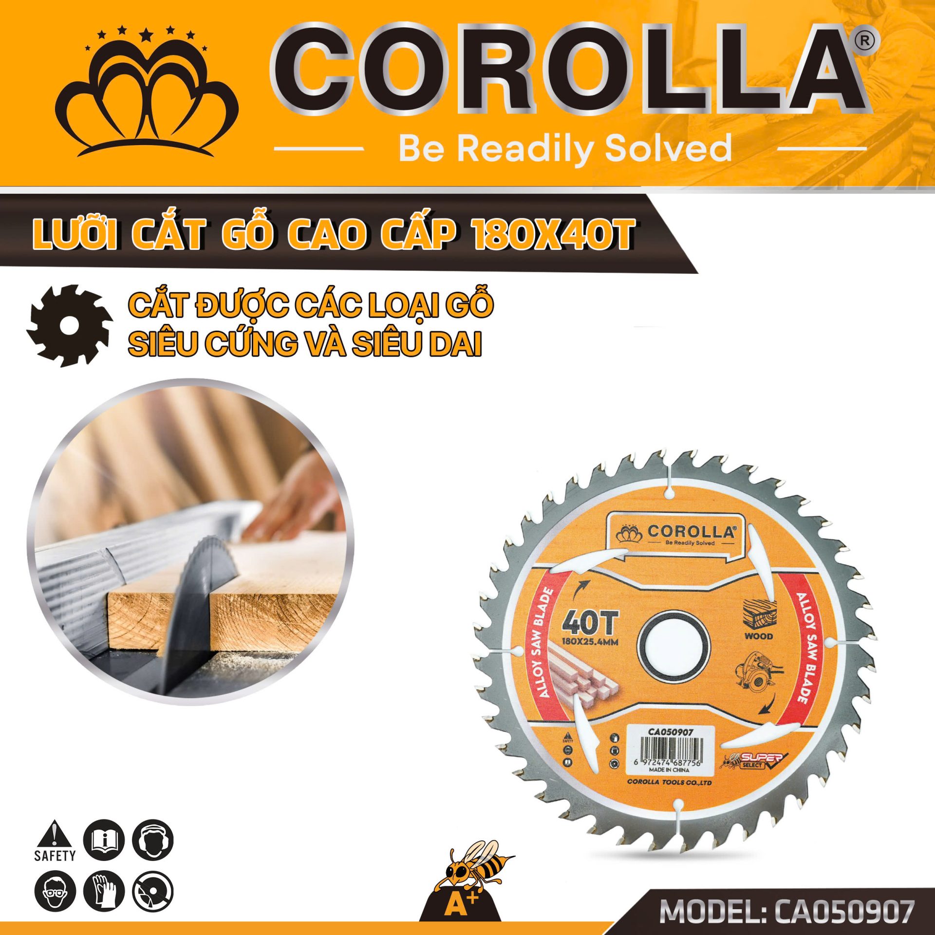 LƯỠI CƯA GỖ COROLLA PHI 180MM M-268