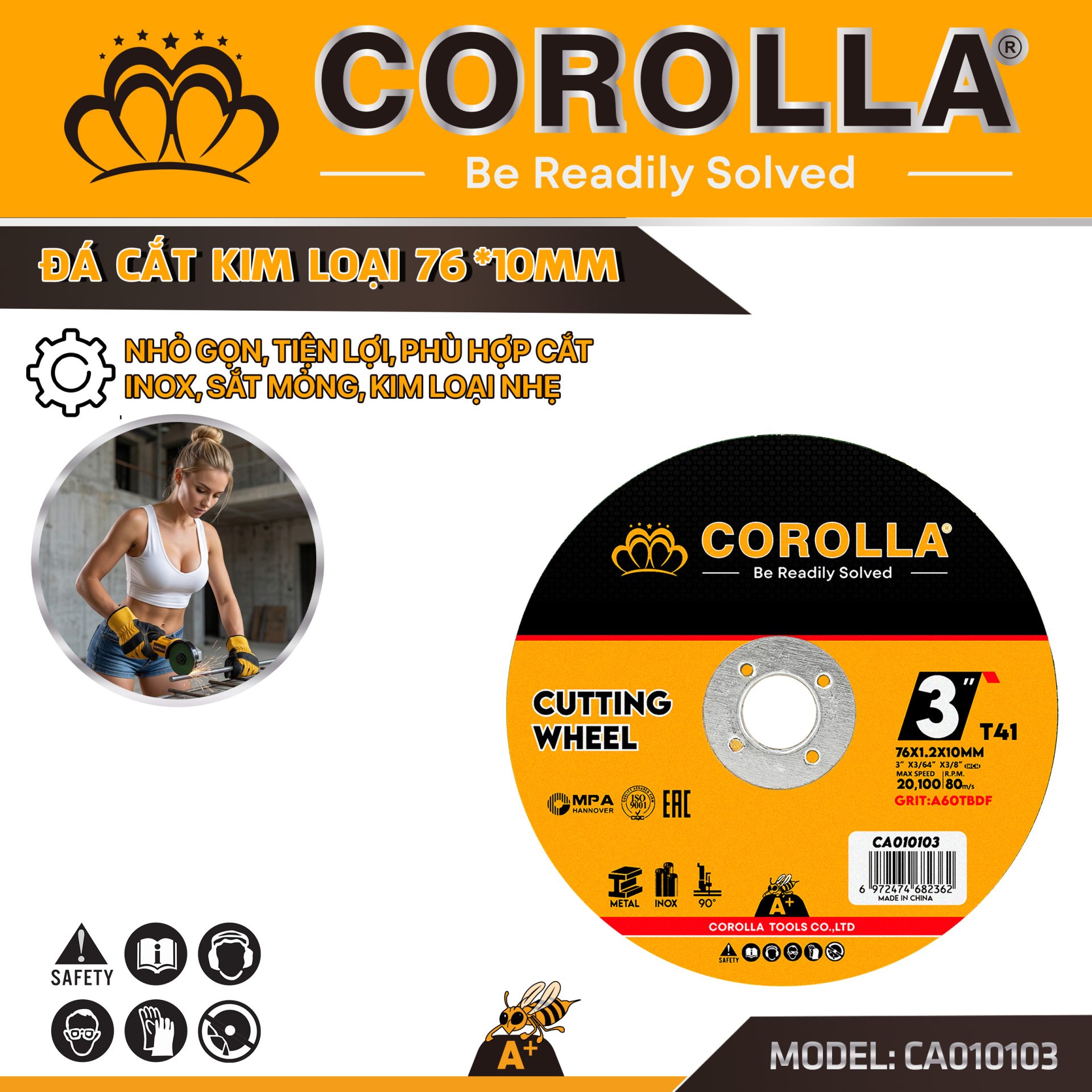 ĐÁ CẮT KIM LOẠI CAO CẤP COROLLA 76MM