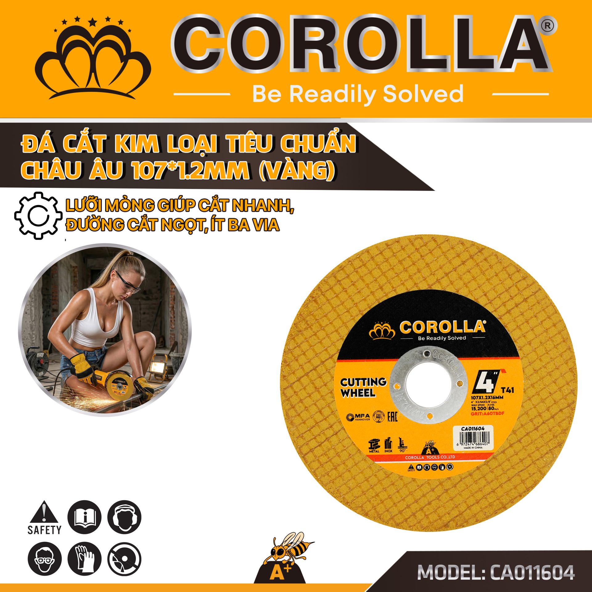 ĐÁ CẮT KIM LOẠI VÀNG TIÊU CHUẨN CHÂU ÂU 107×1.2MM