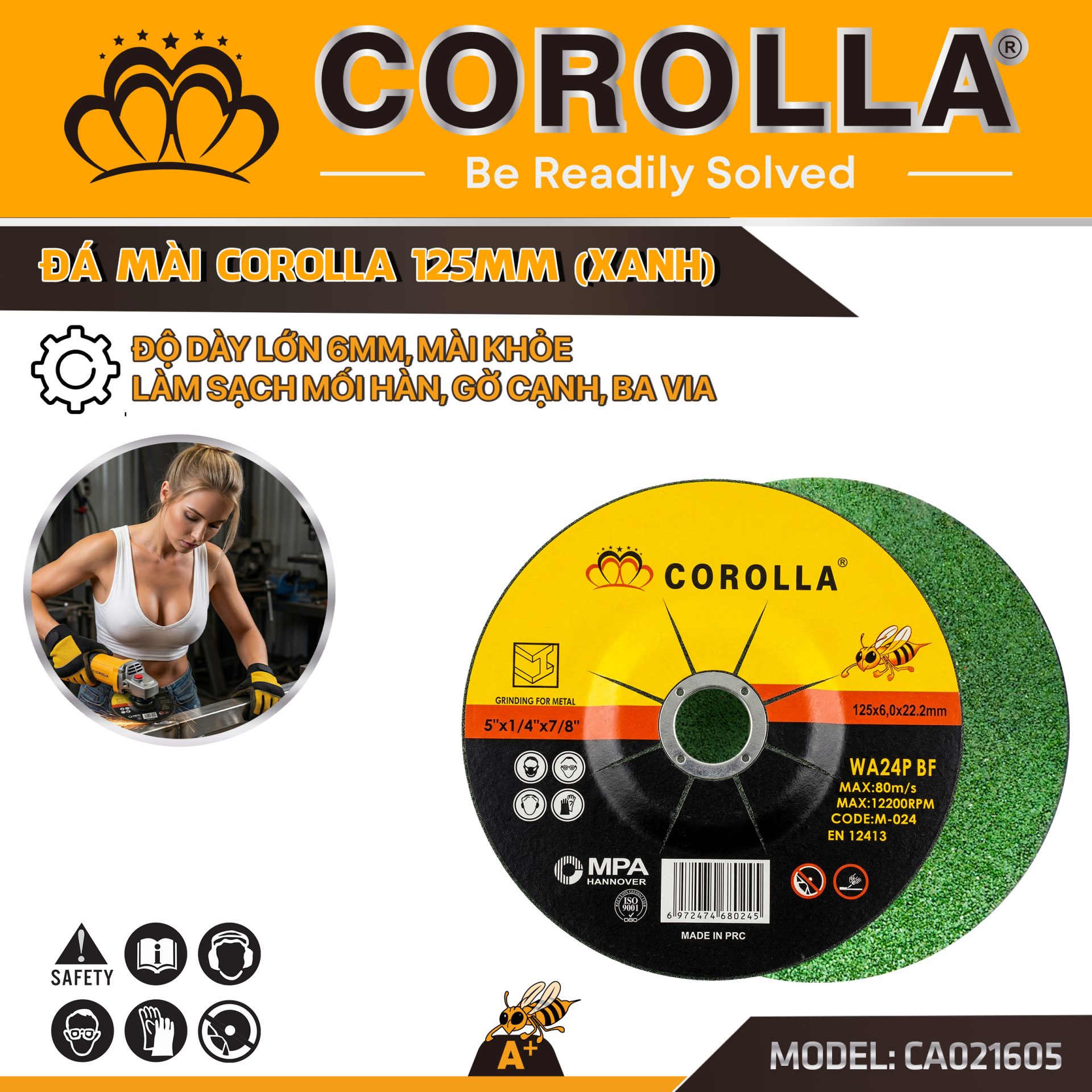 ĐÁ MÀI COROLLA (XANH) 125MM – CA021605