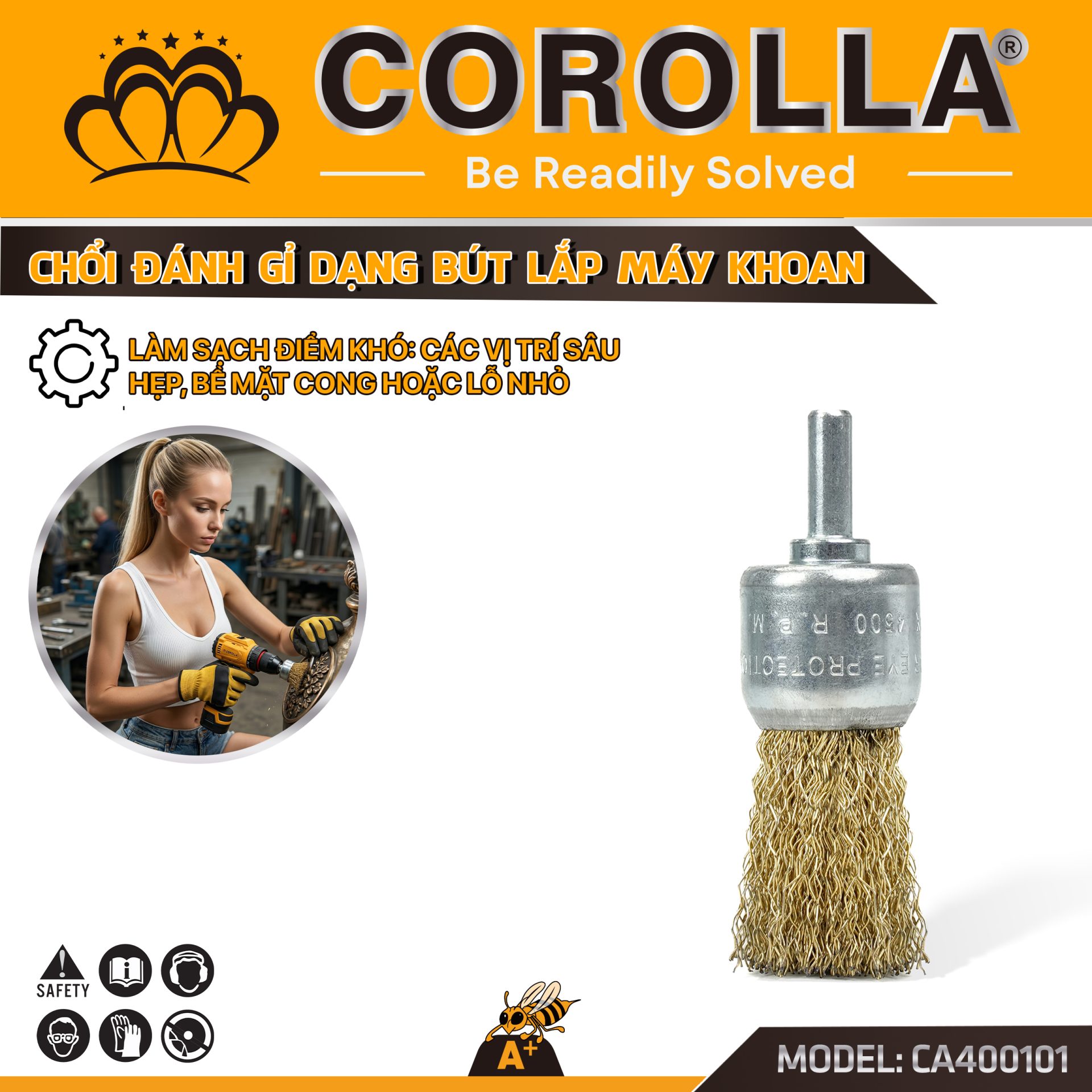 CHỔI ĐÁNH RỈ DẠNG BÚT LẮP MÁY KHOAN CẦM TAY