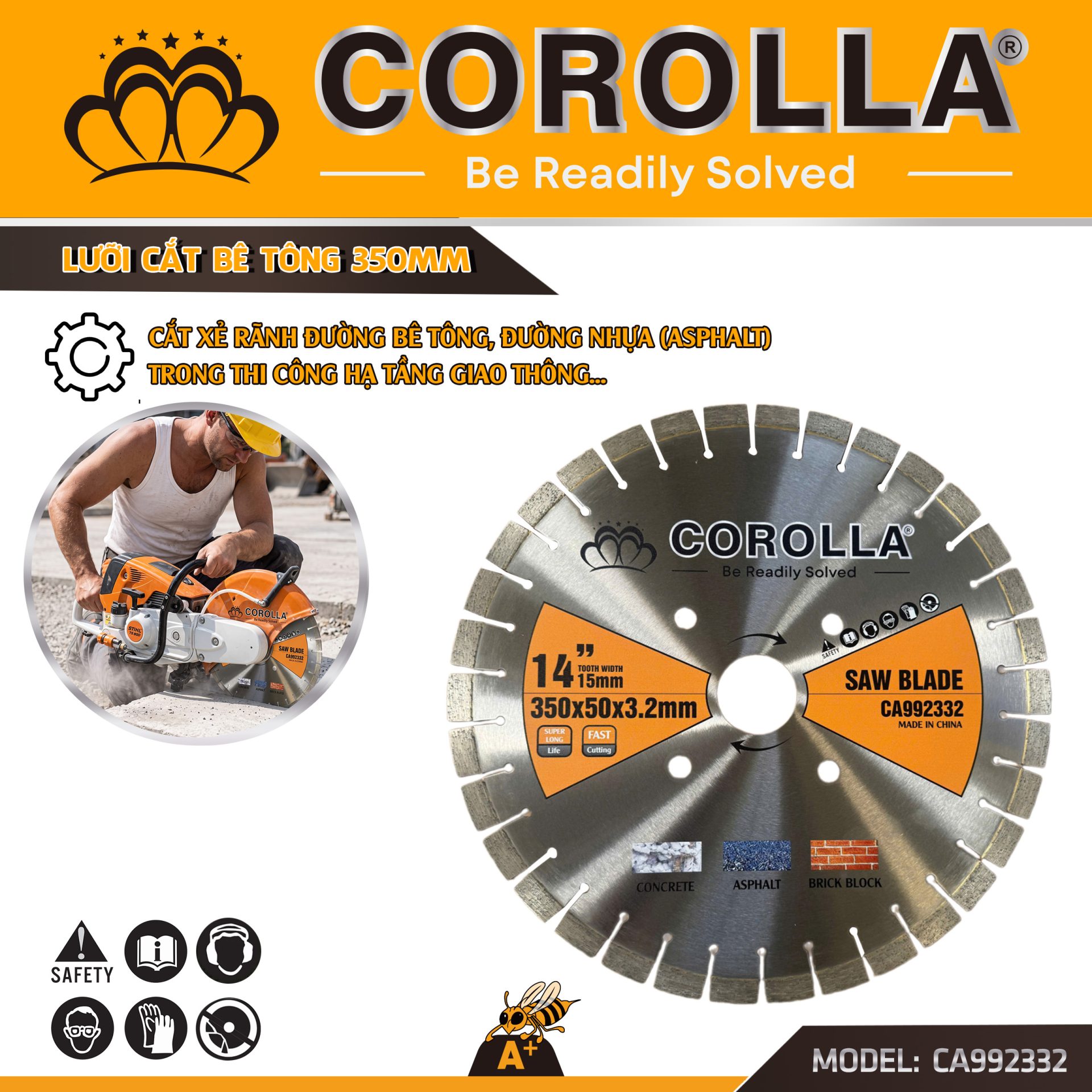 LƯỠI XẺ ĐÁ – BÊ TÔNG COROLLA 350MM