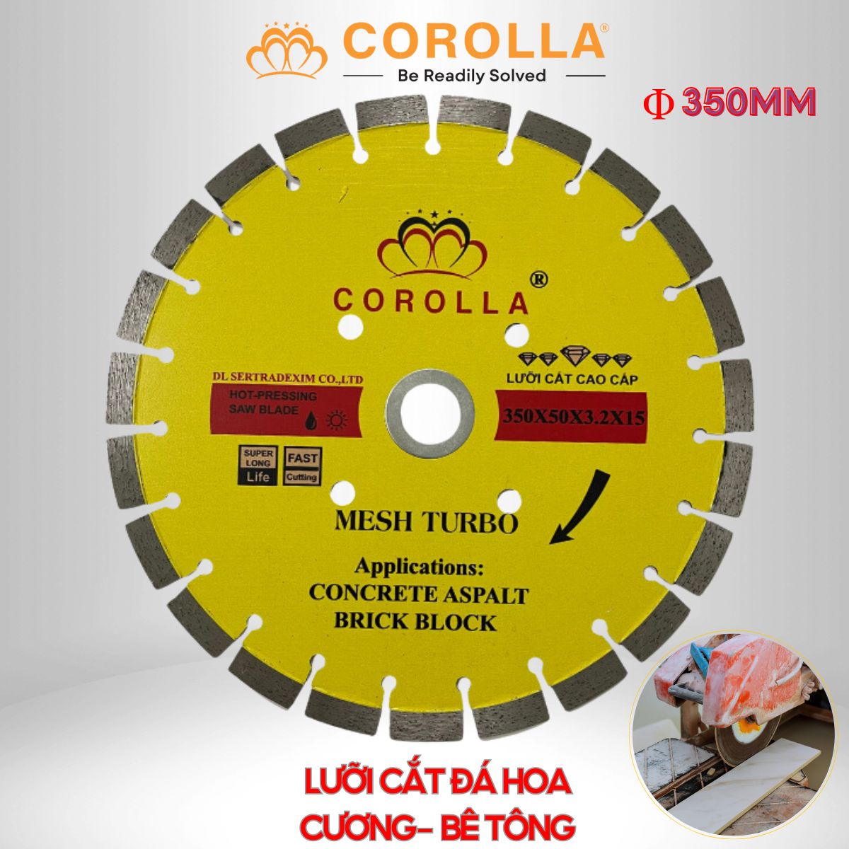 LƯỠI XẺ ĐÁ – BÊ TÔNG COROLLA 355MM