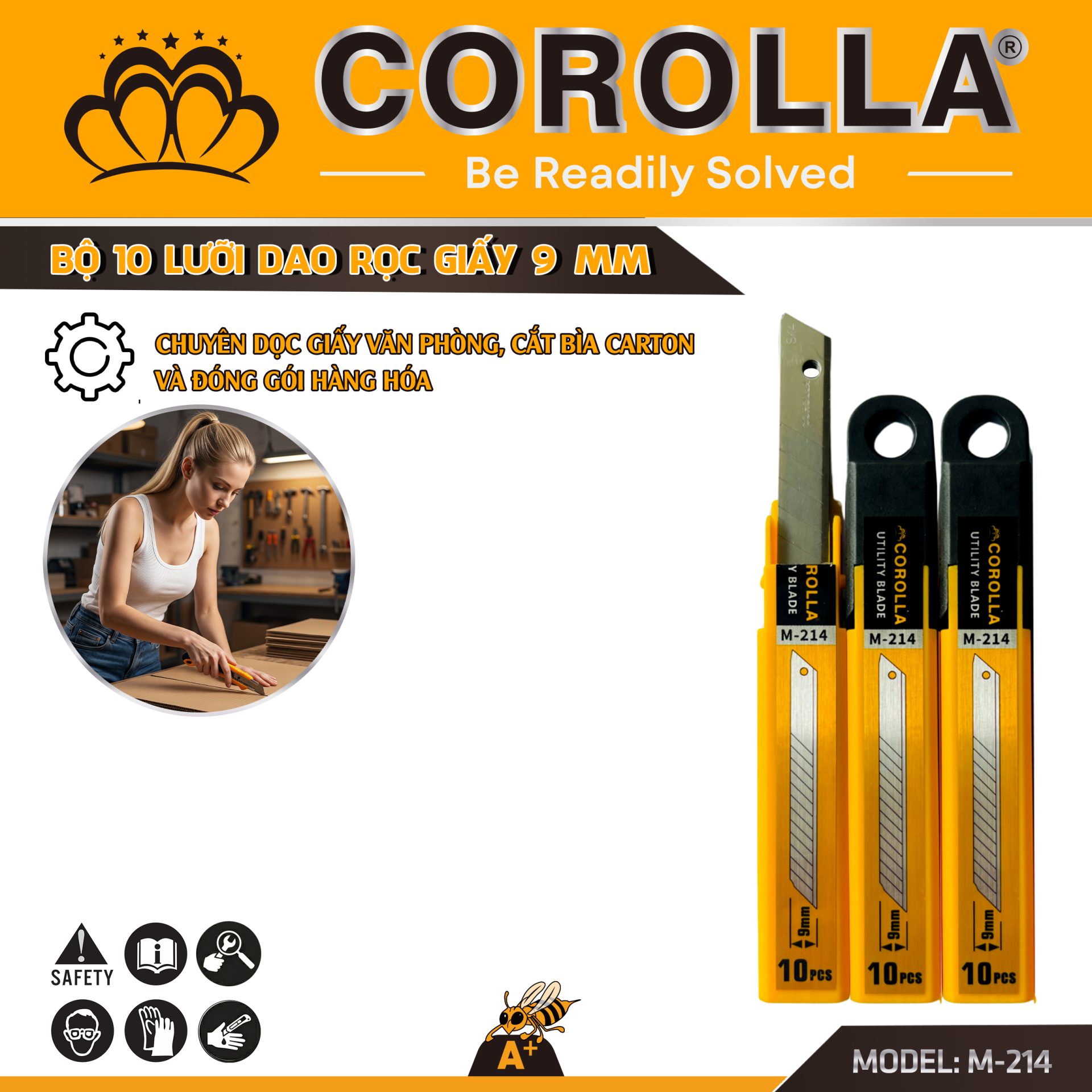 LƯỠI DAO RỌC GIẤY 9MM COROLLA