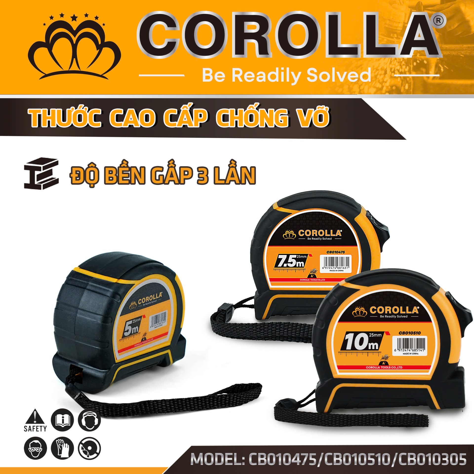 THƯỚC CUỘN THÉP CAO CẤP COROLLA 5-7.5-10M