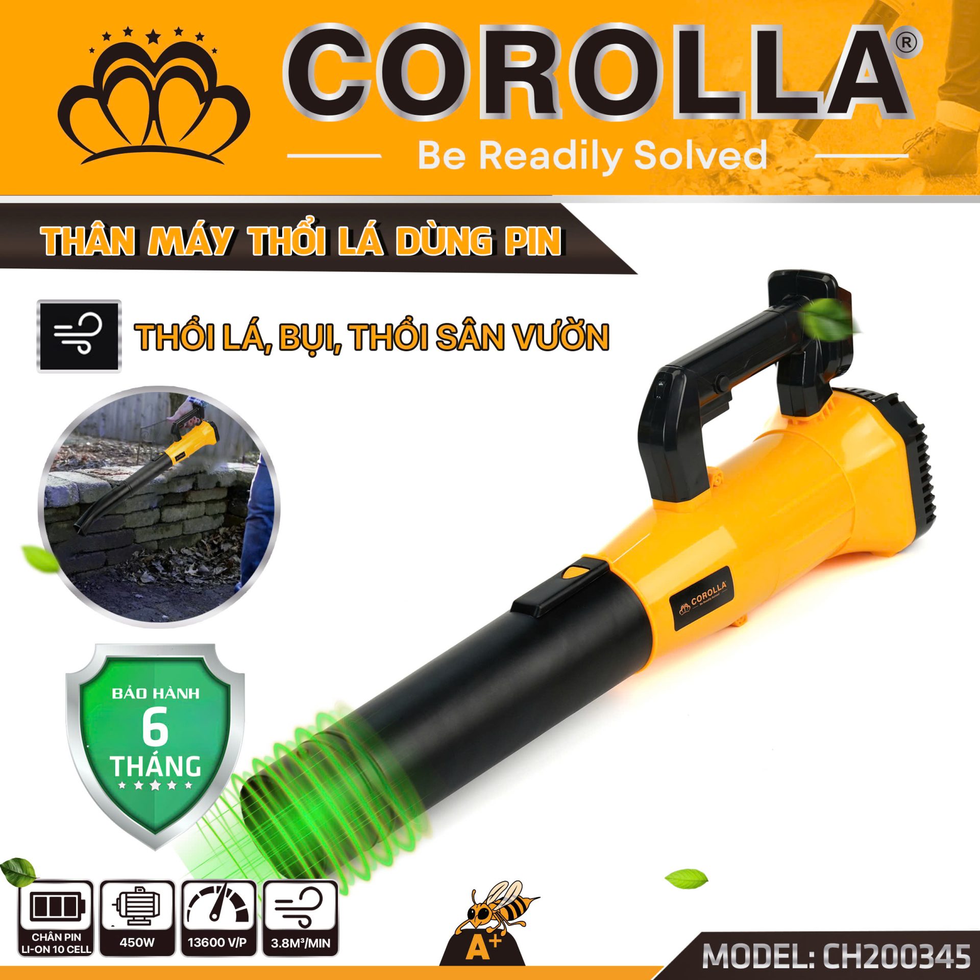 THÂN MÁY THỔI LÁ DÙNG PIN COROLLA 450W