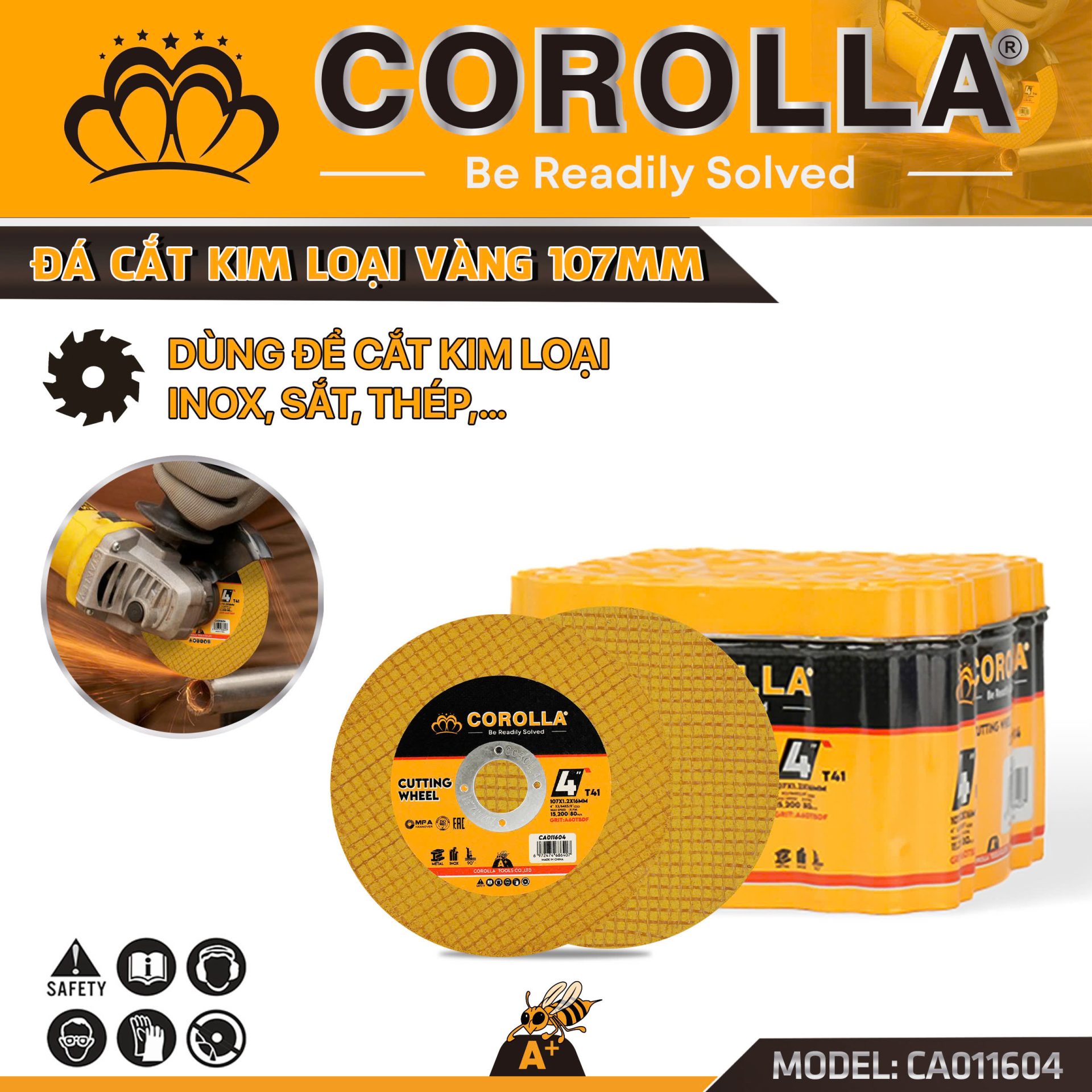 ĐÁ CẮT KIM LOẠI COROLLA VÀNG CA011604