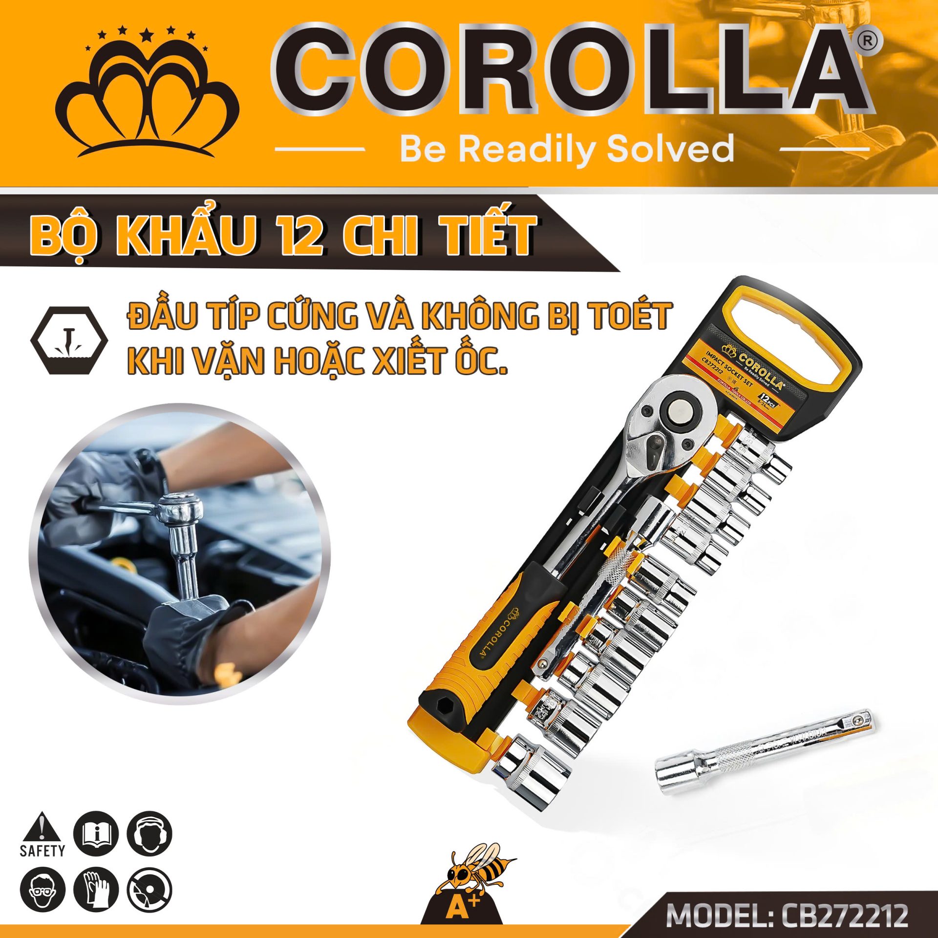 BỘ KHẨU TUÝP ĐA NĂNG 12 CHI TIẾT COROLLA 8-24MM