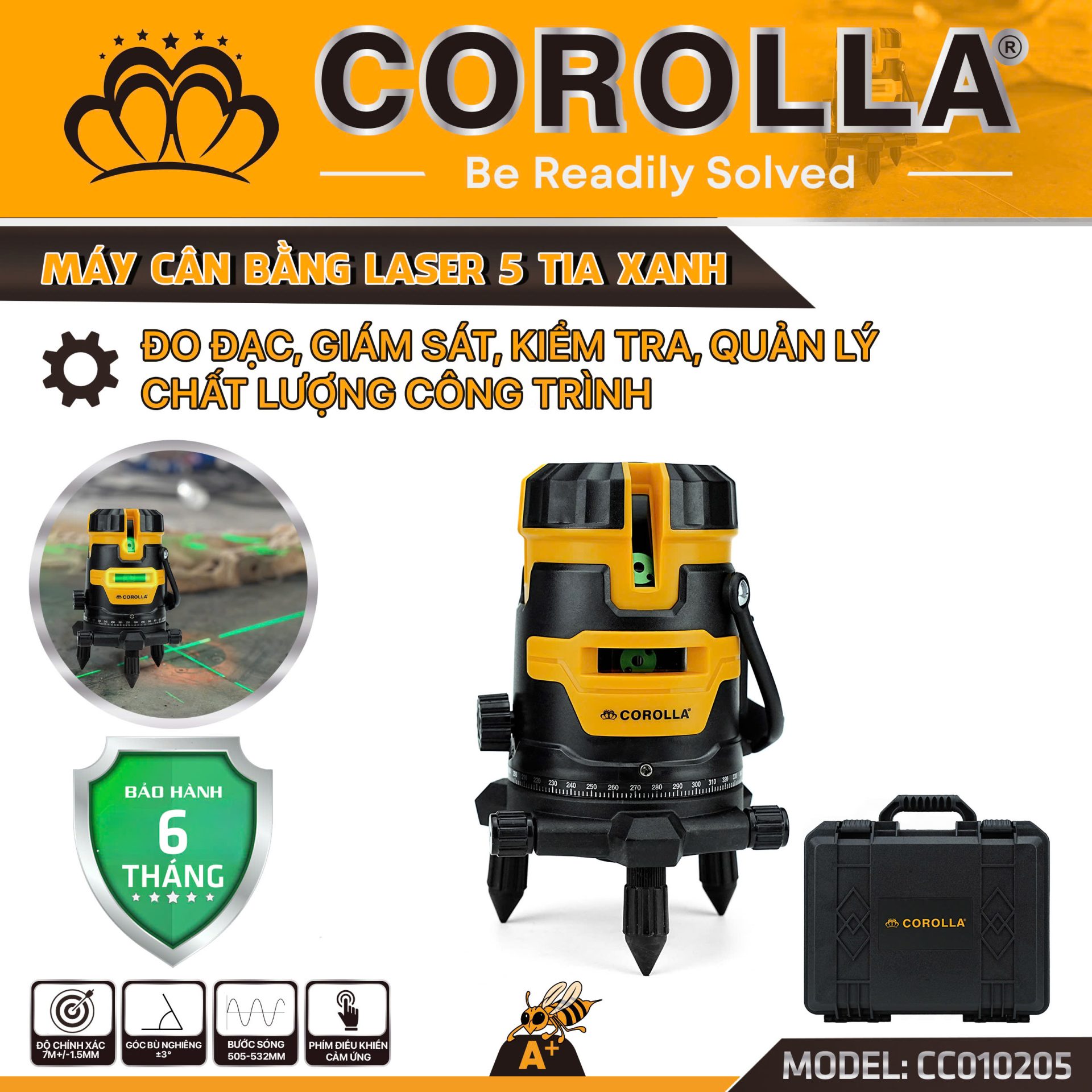 MÁY CÂN BẰNG LASER 5 TIA XANH COROLLA