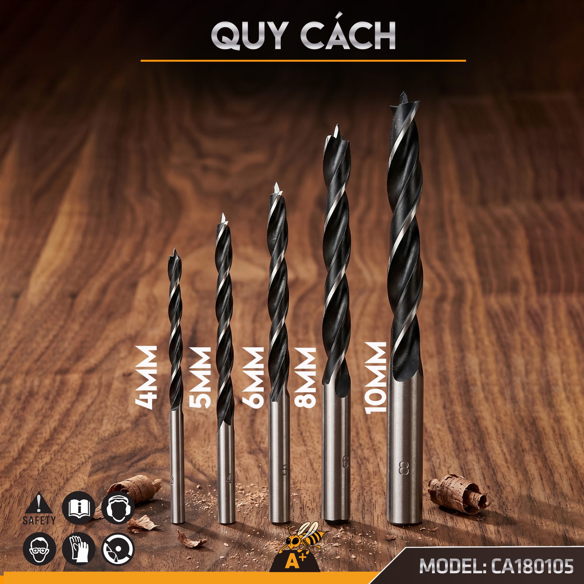 CA180105-BỘ MŨI KHOAN GỖ 5 CHI TIẾT 2