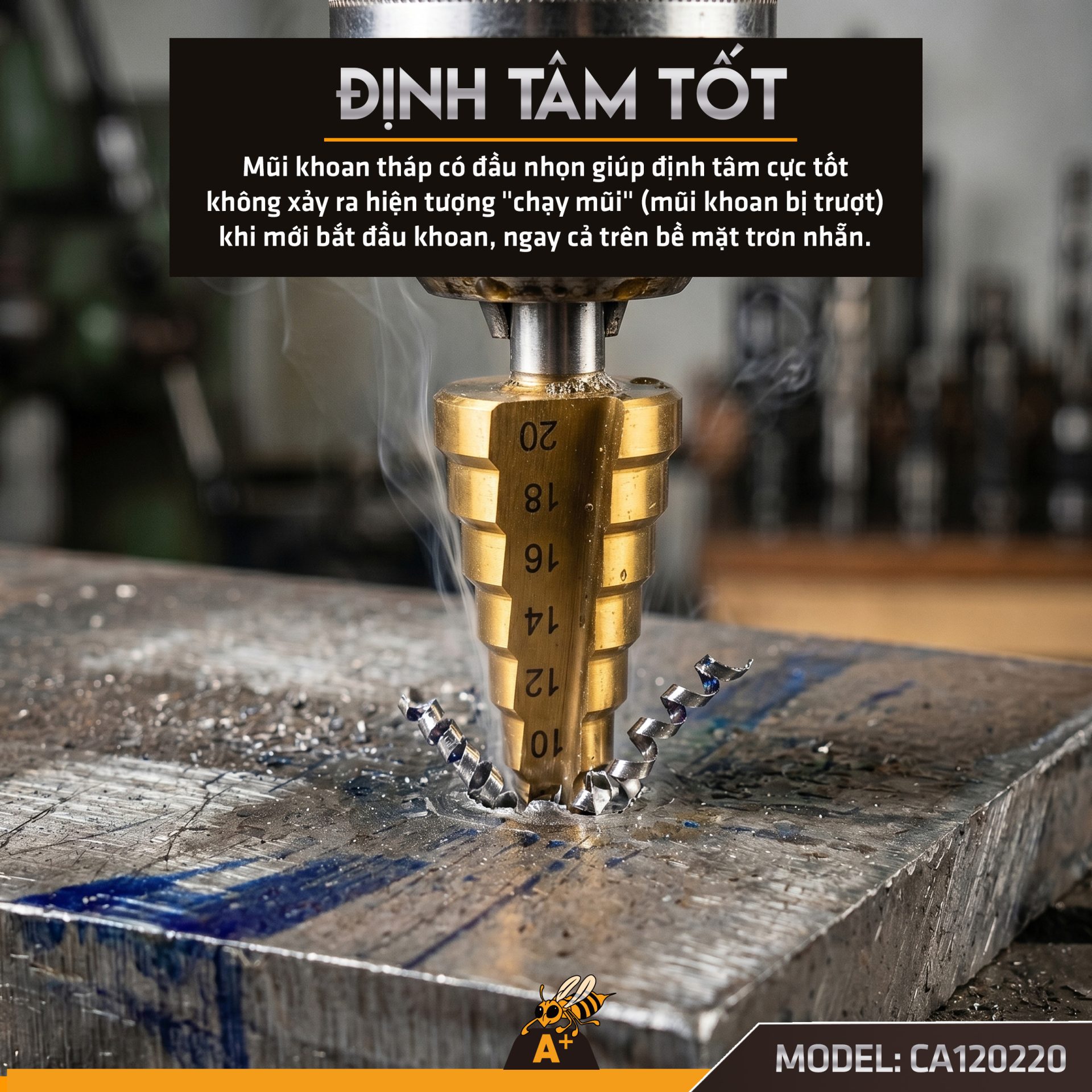 CA120220 - MŨI KHOAN THÁP HỢP KIM SIÊU CỨNG 4~20MM 3