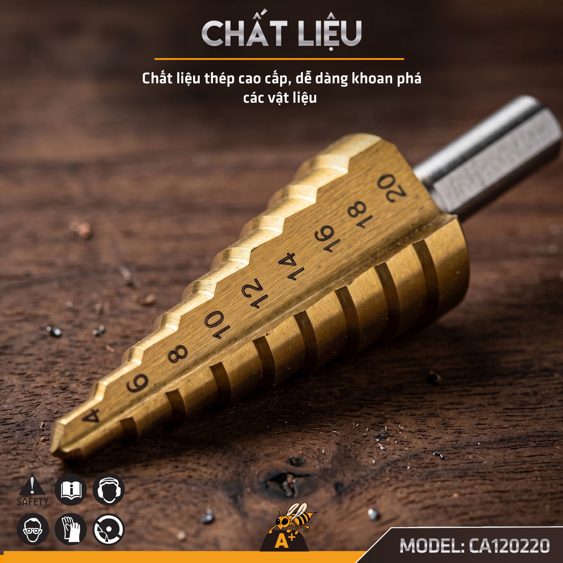 CA120220 - MŨI KHOAN THÁP HỢP KIM SIÊU CỨNG 4~20MM 8
