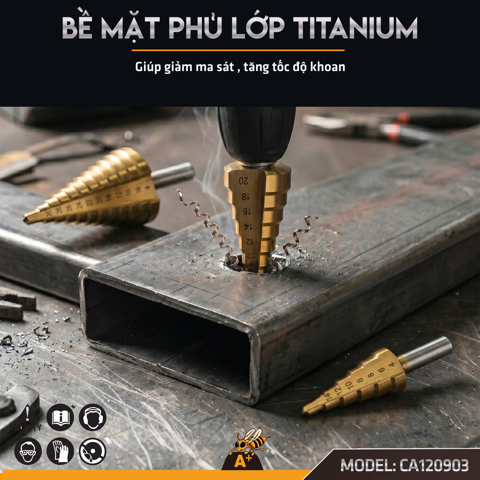 CA120903 - BỘ 3 MŨI KHOAN THÁP HSS CAO CẤP 6