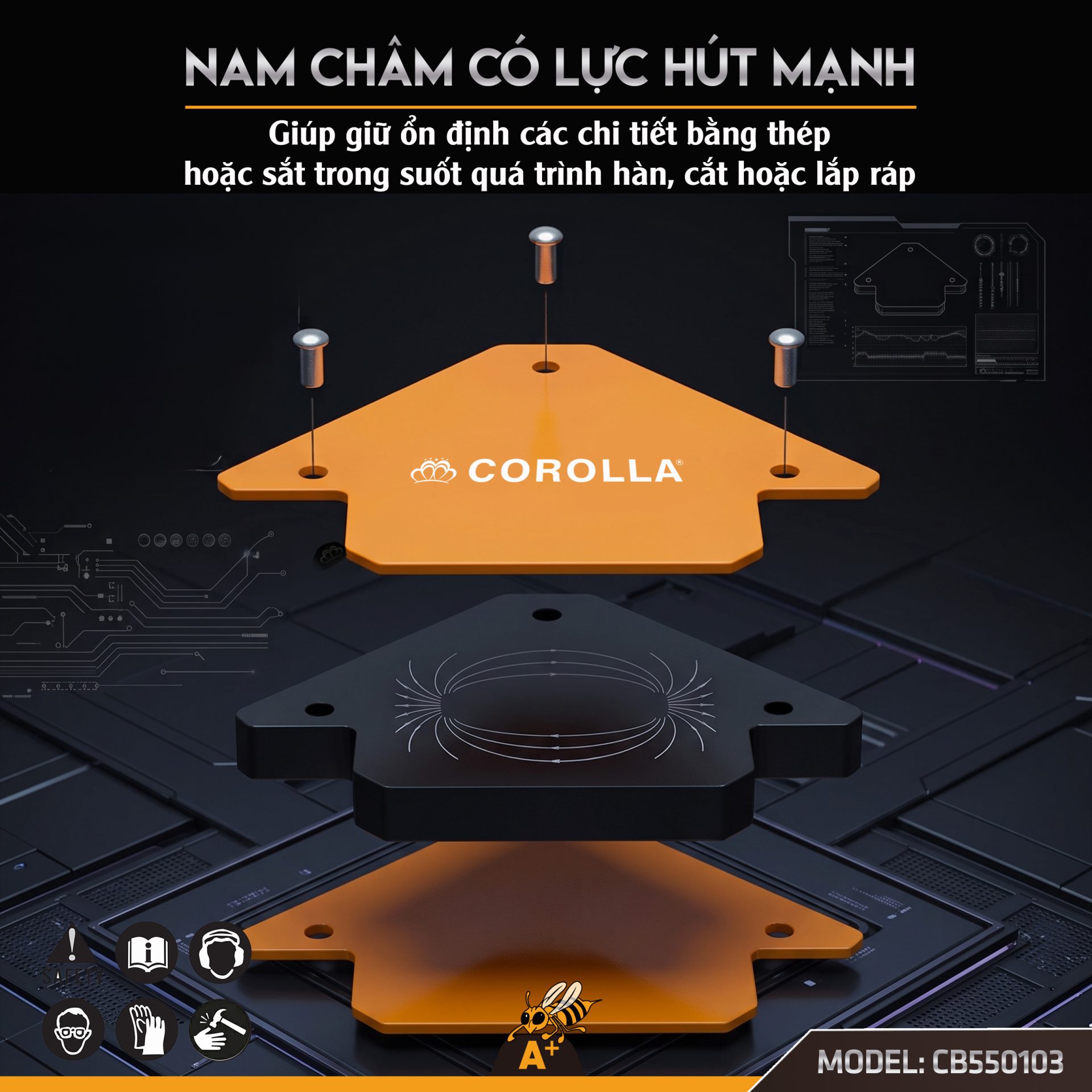 CB550103 - KE GÓC NAM CHÂM 3 inch 2