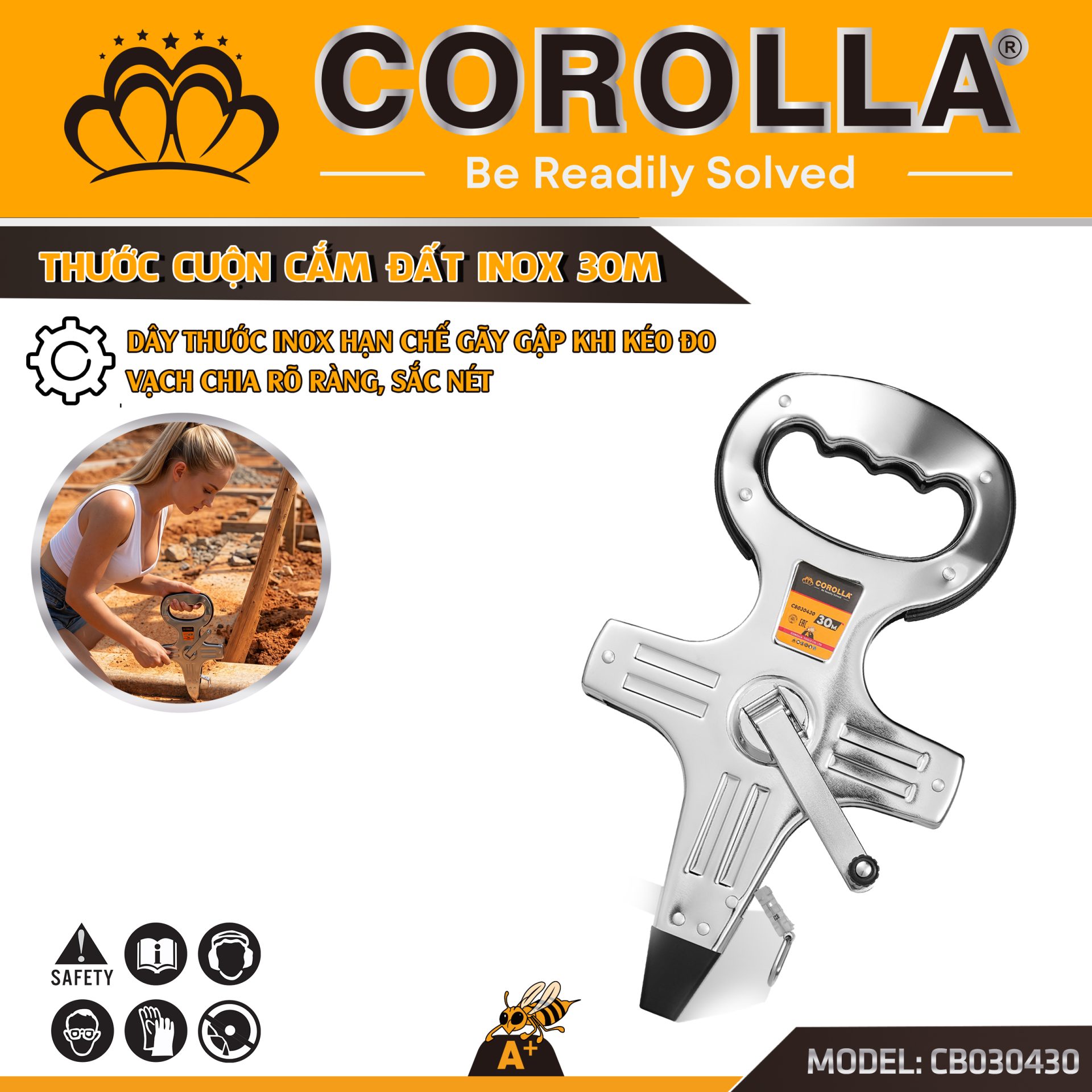 THƯỚC CUỘN CẮM ĐẤT CAO CẤP 50M – CB030550