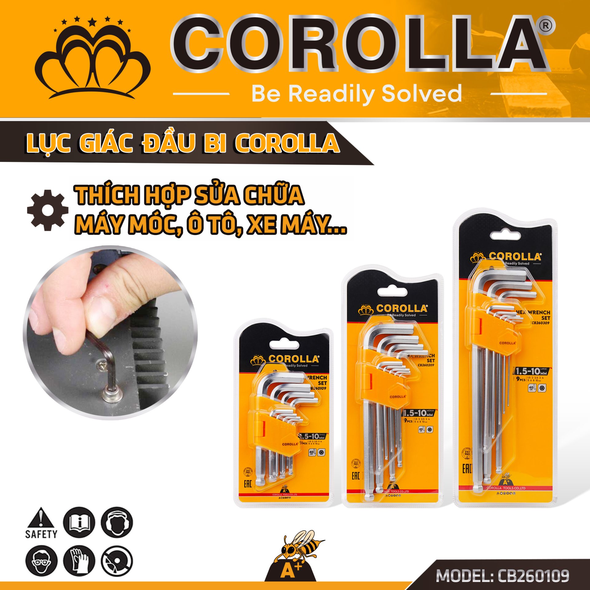 BỘ LỤC GIÁC ĐẦU BI 9 PCS