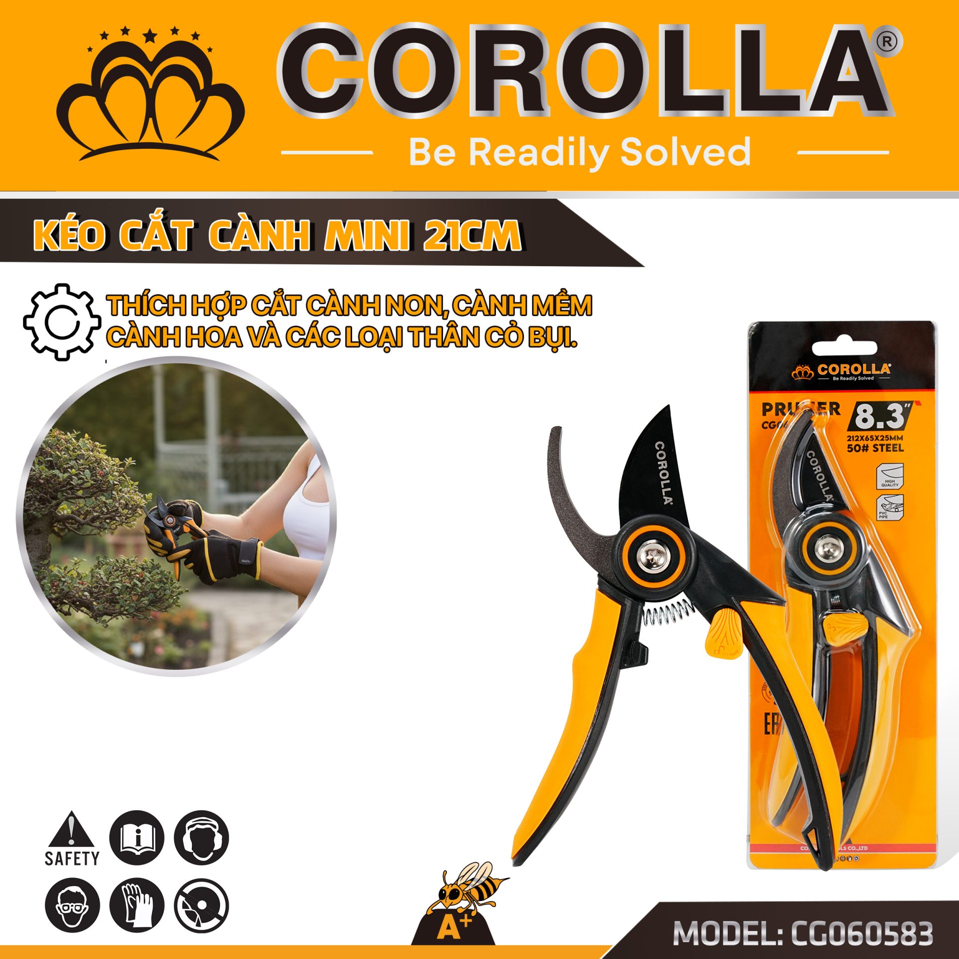 Kéo cắt cành mini 21cm – CG060583