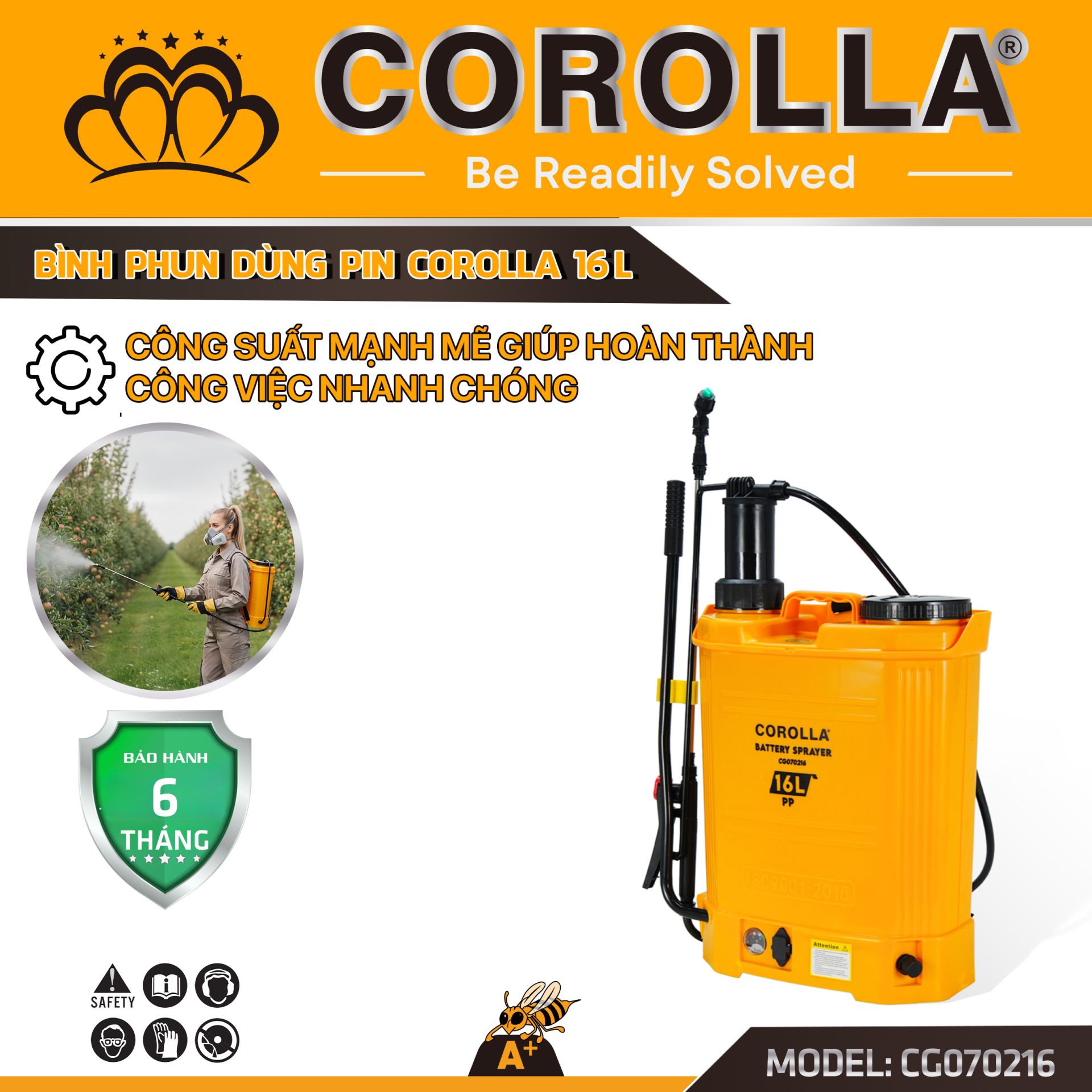 BÌNH PHUN BẰNG PIN COROLLA 16L – CG070216