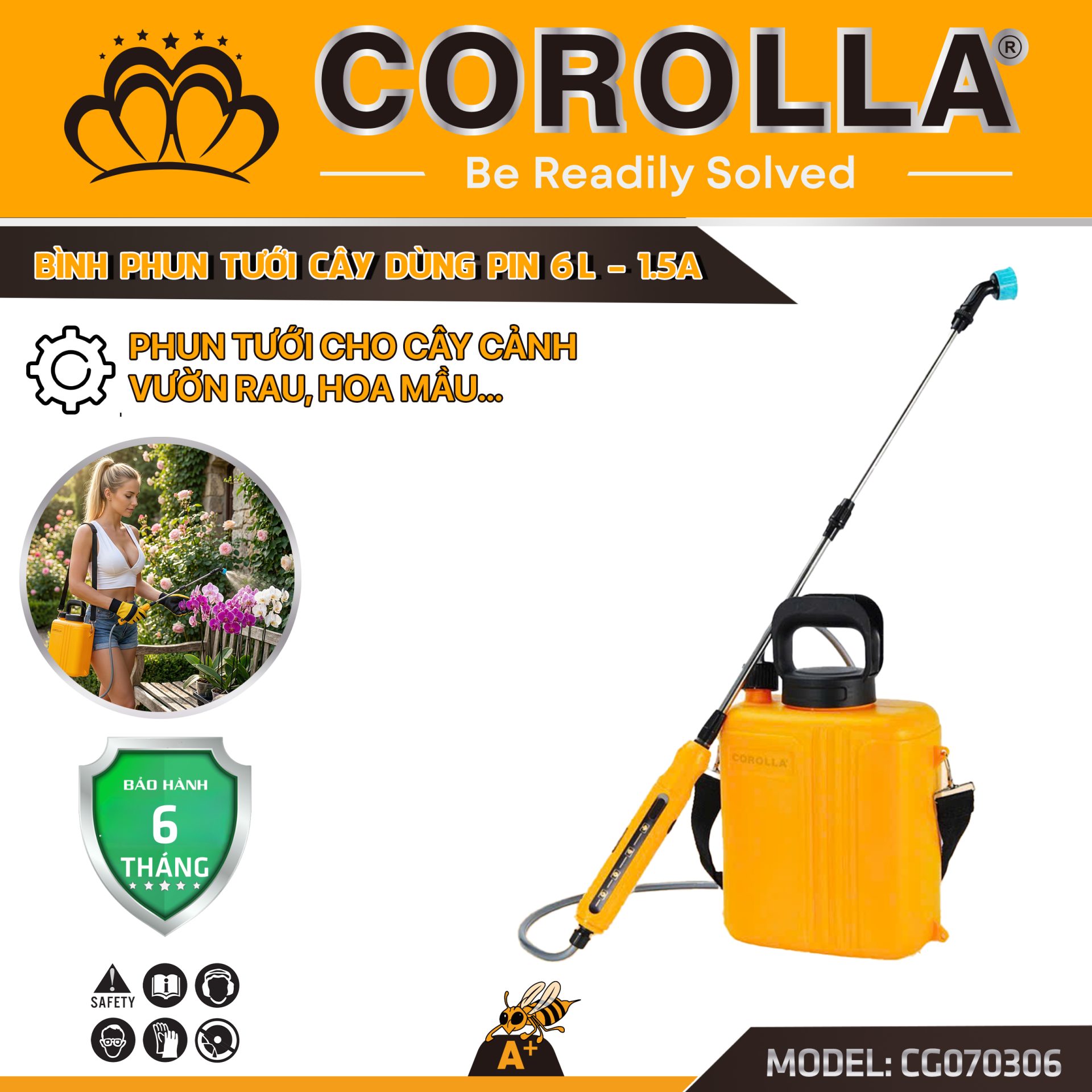 BÌNH PHUN TƯỚI CÂY DÙNG PIN COROLLA 6L