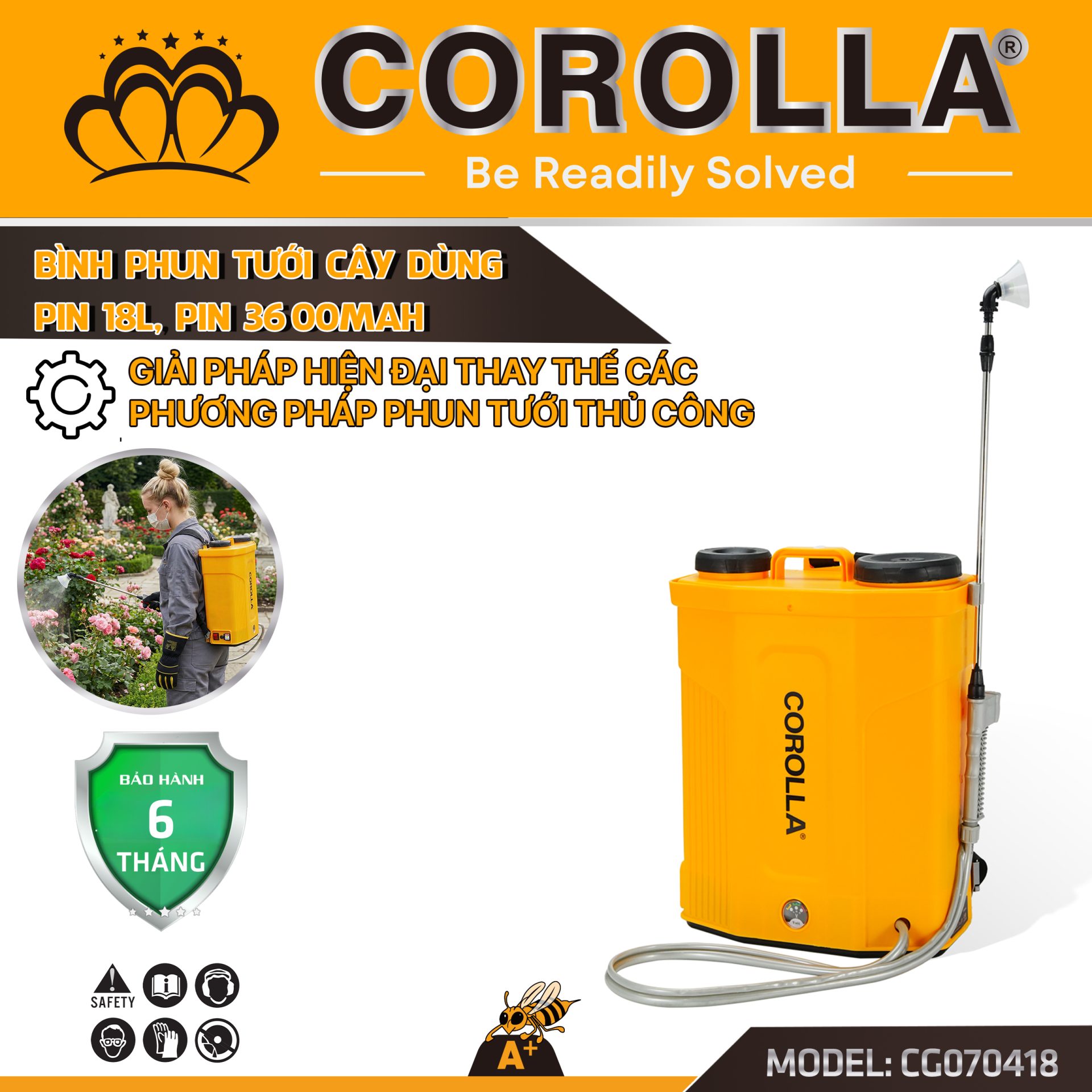 BÌNH PHUN TƯỚI CÂY DÙNG PIN 18L, PIN 3600MAH