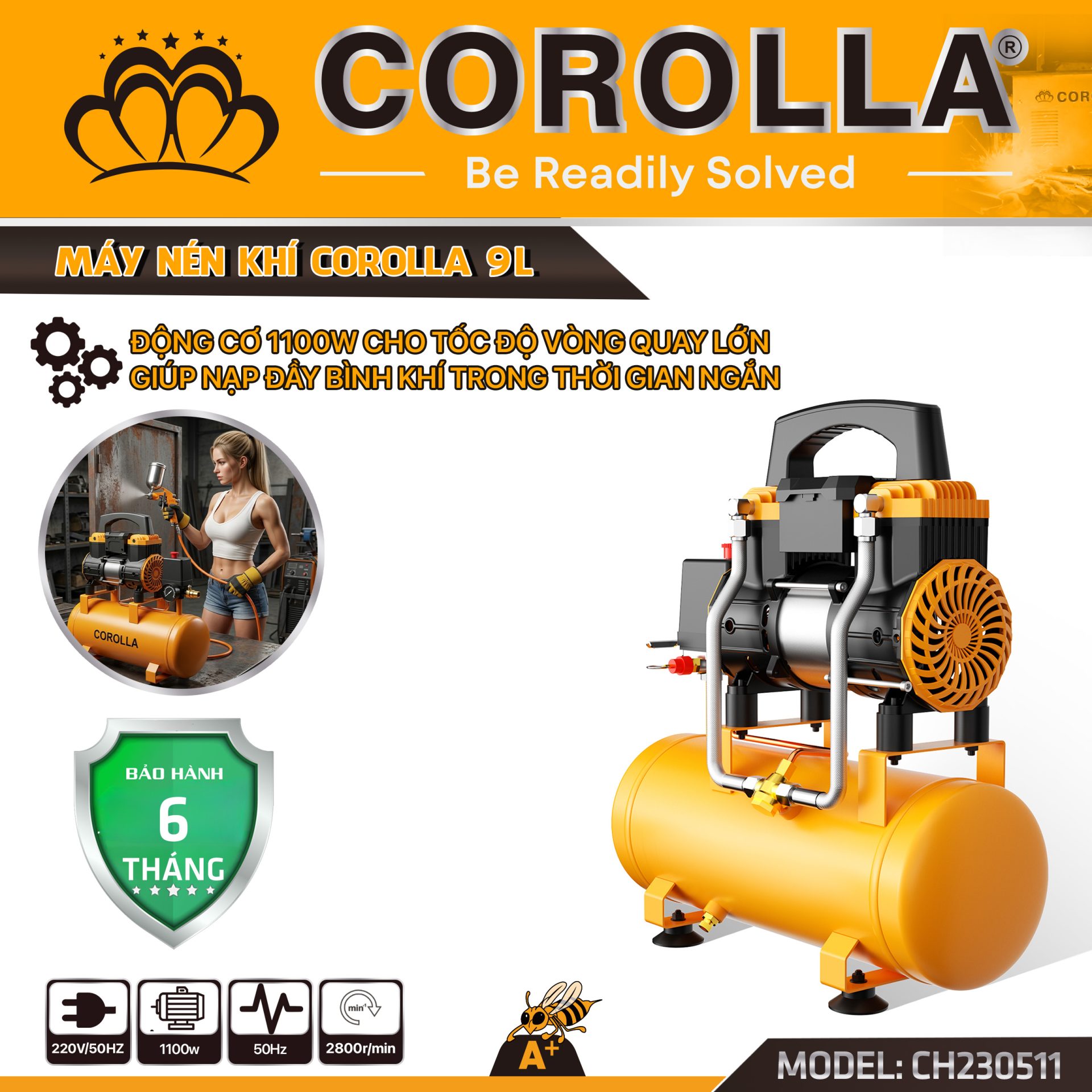 MÁY NÉN KHÍ 9L COROLLA
