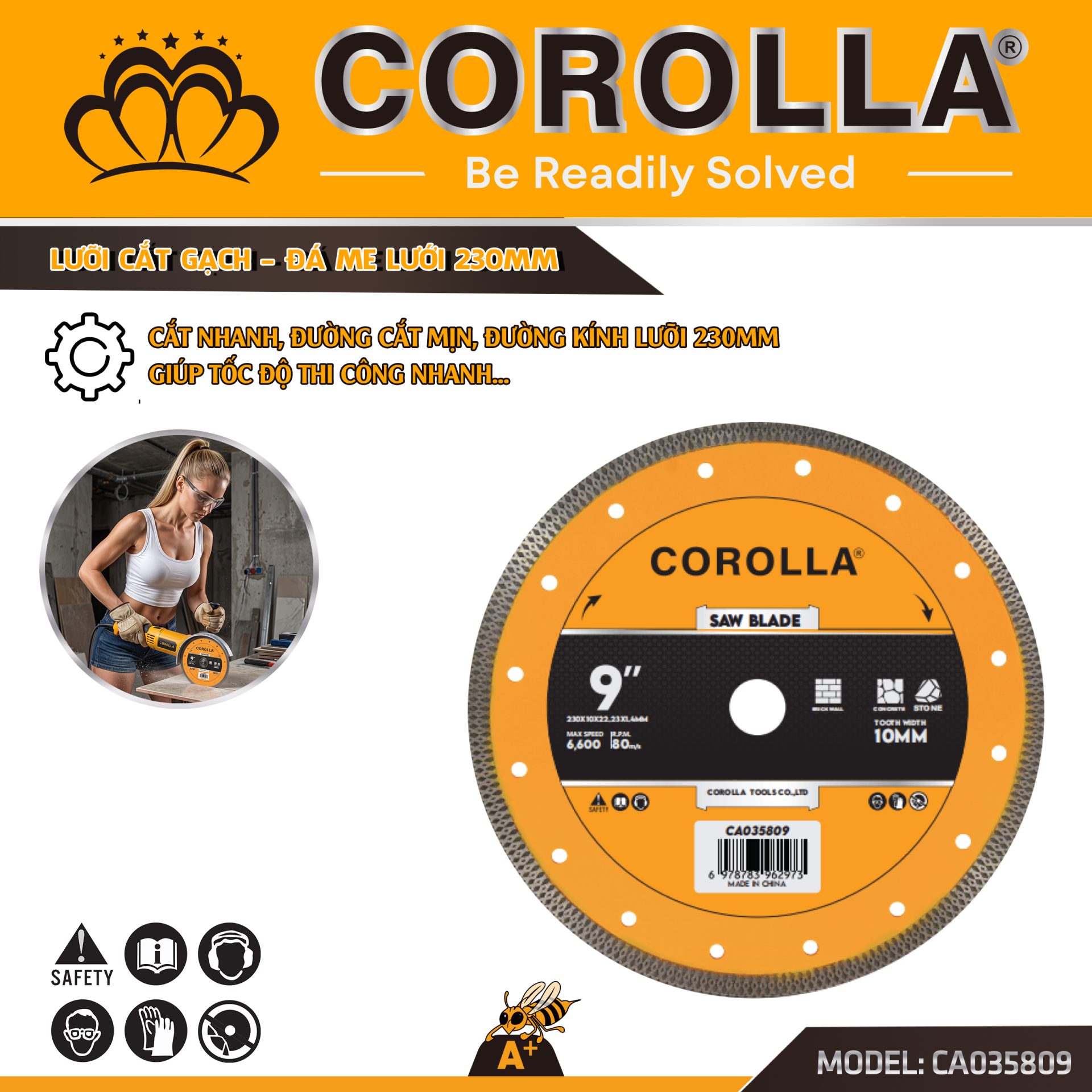 Lưỡi Cắt Gạch – Đá Me Lưới 230mm COROLLA