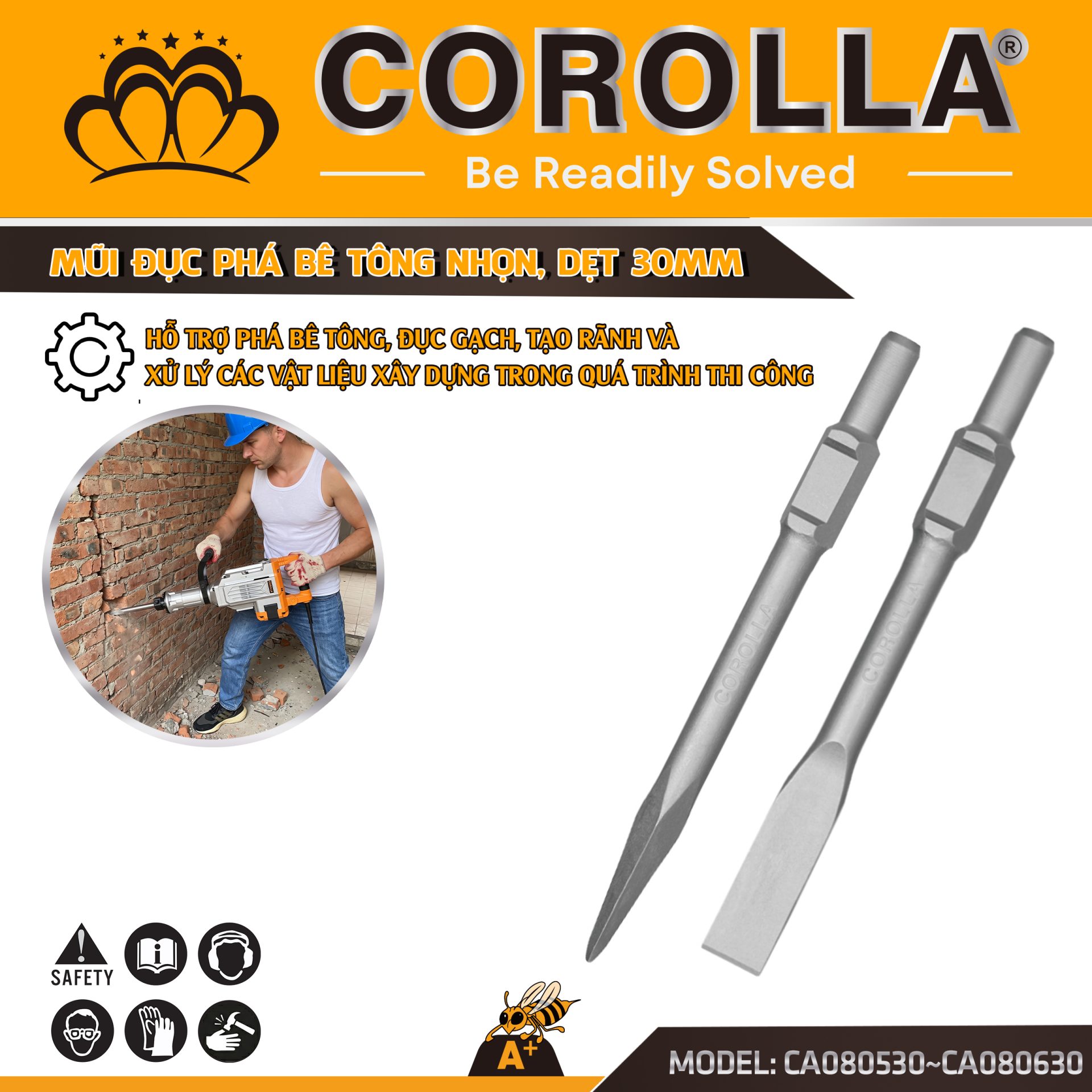 Mũi Đục Bê Tông COROLLA 30mm