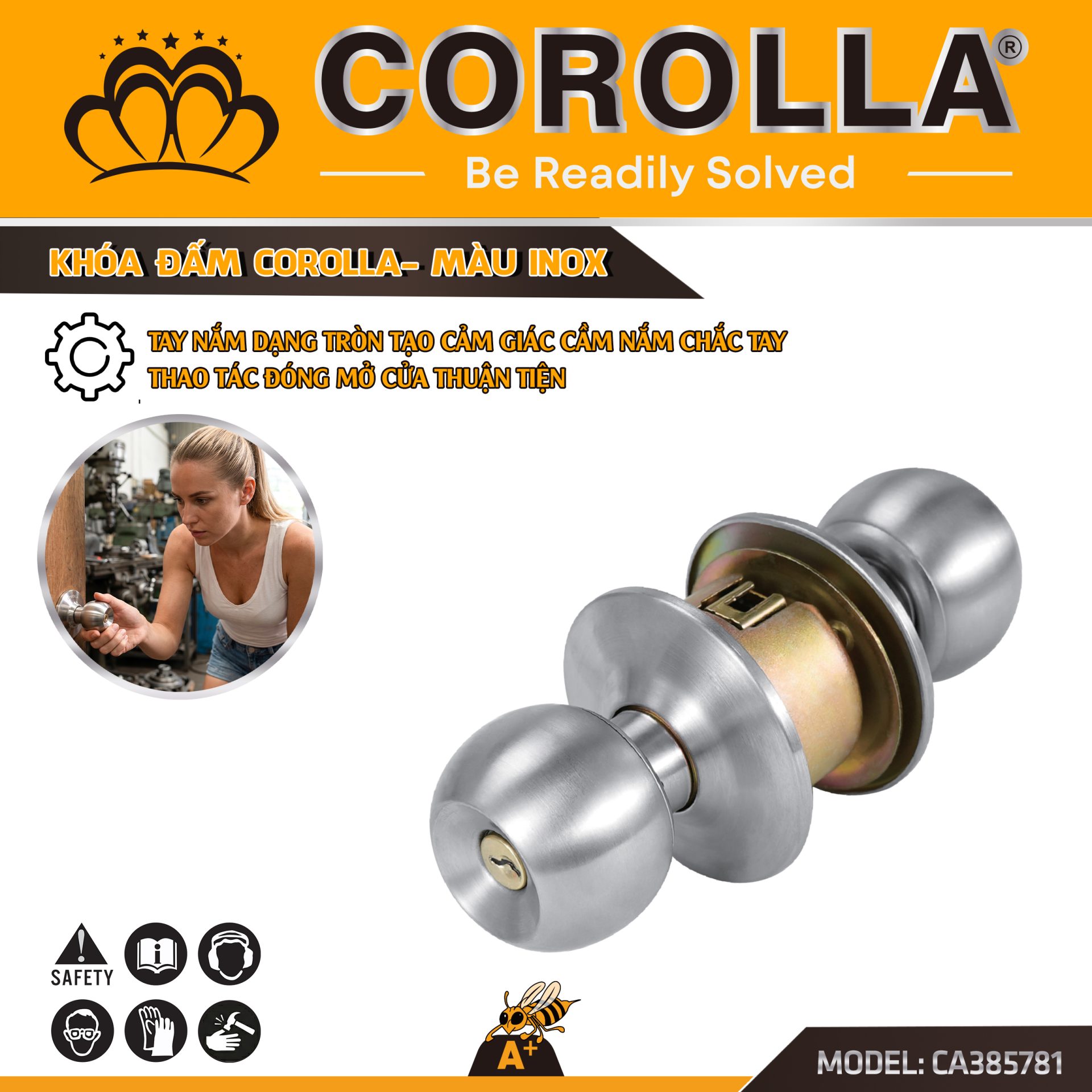 Khóa Đấm COROLLA Màu Inox CA385781