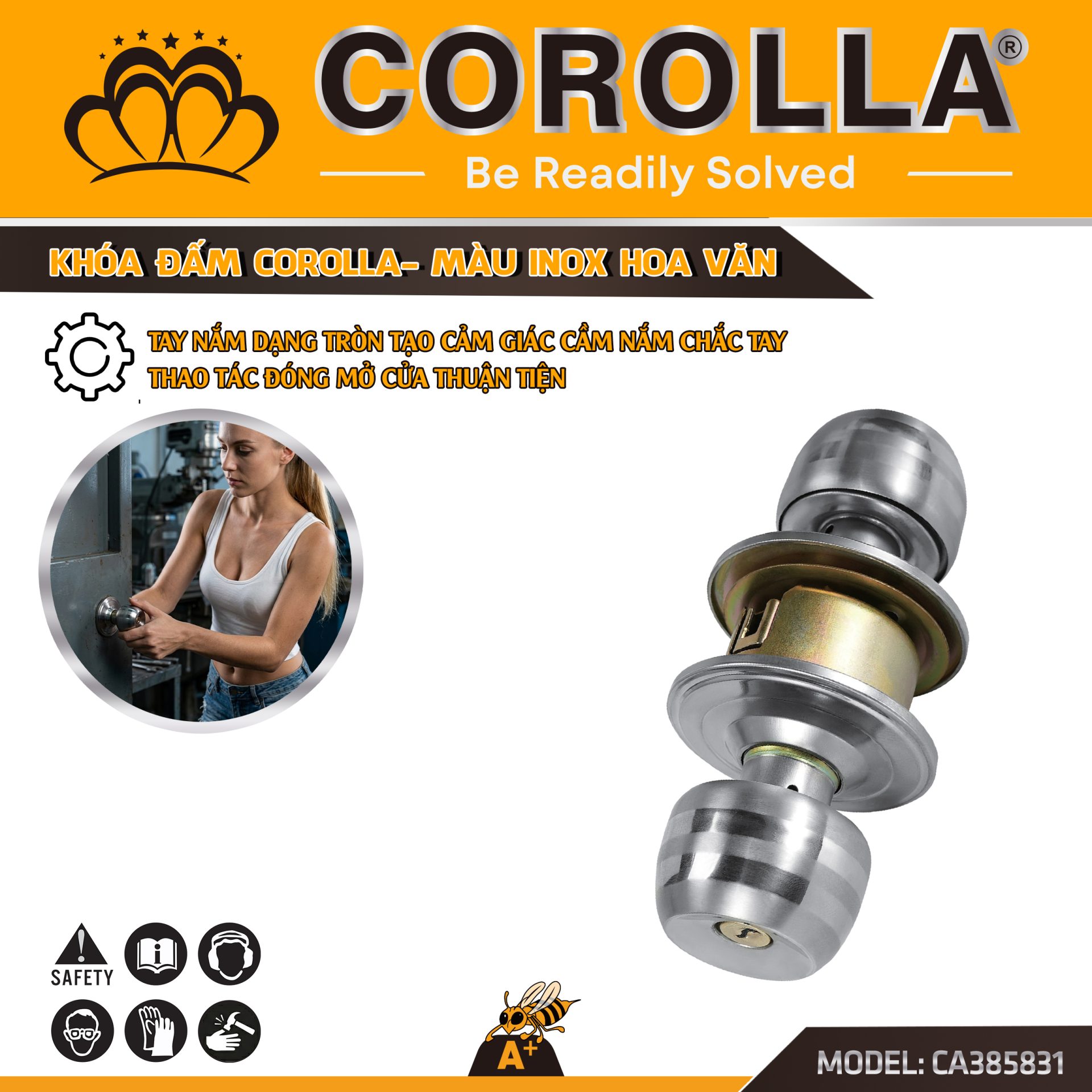 Khóa Đấm COROLLA Vân Inox CA385831